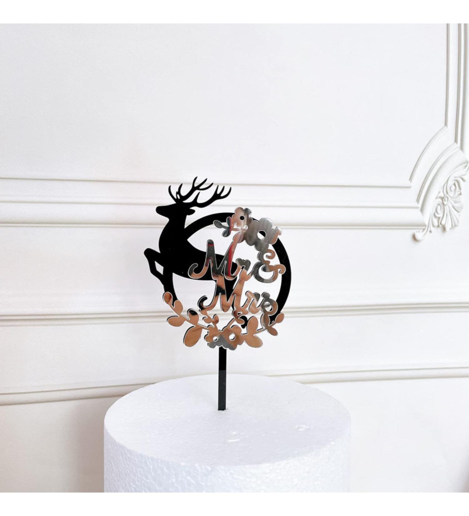 Personalised Cake Toppers Cake Decorations 1 PCS Mr & Mrs Acrylic Cake Topper Elk Design Wedding Cake Toppers Party Dessert Decorations for Couples (Color : 3) (Color : 2) (Color : 108) - Buy Online on GoSupps.com