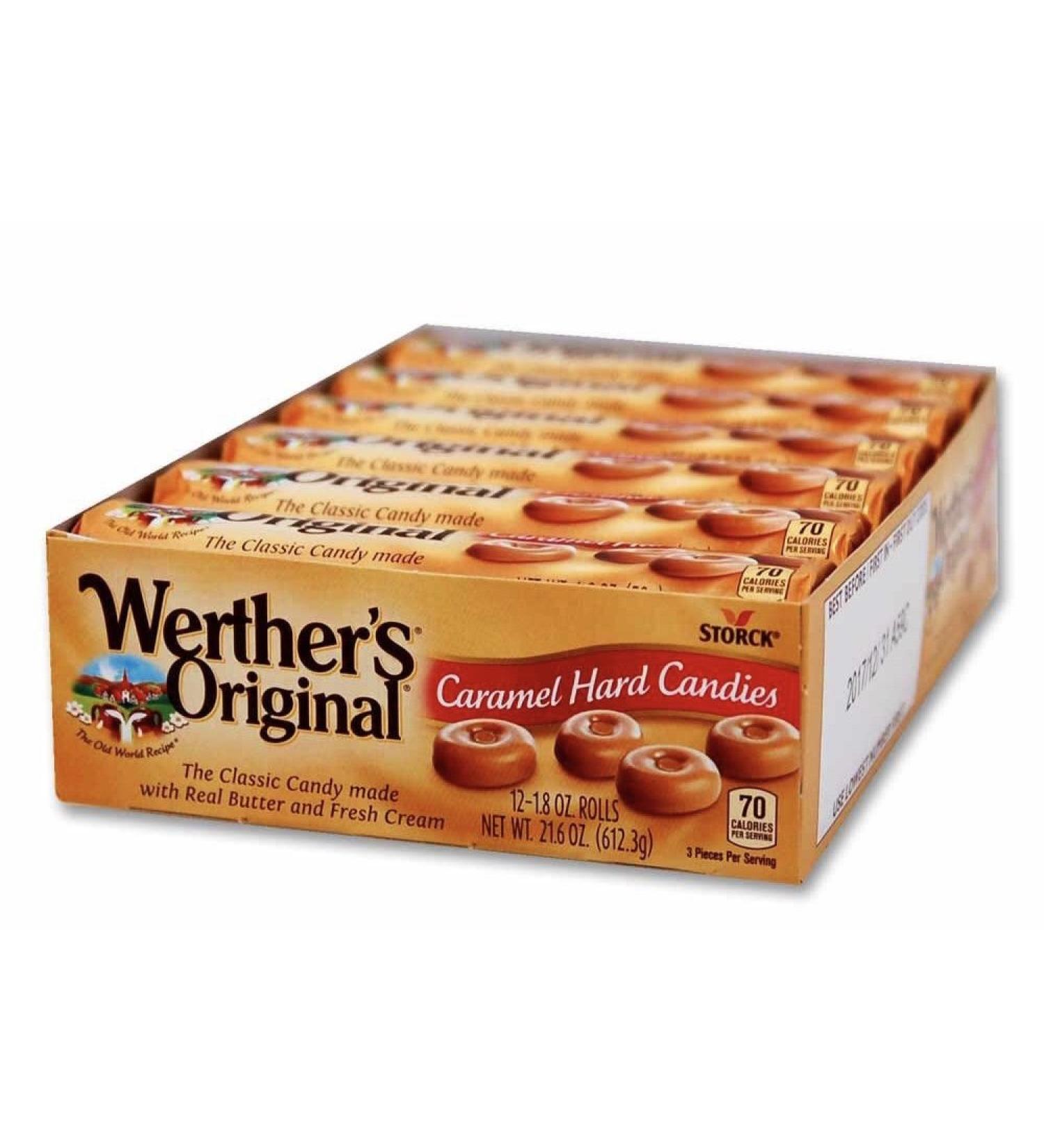 Wether s Original Caramel Hard Candy Rolls 12 Pack-50 Gram Rolls Made in Germany