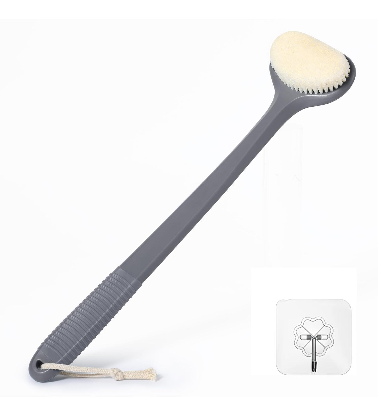 Back Body Scrubber Brush - Long-Handle Shower Peeling Brush for Men & Women | 43cm Gray Non-Slip Design - Buy Online on GoSupps.com