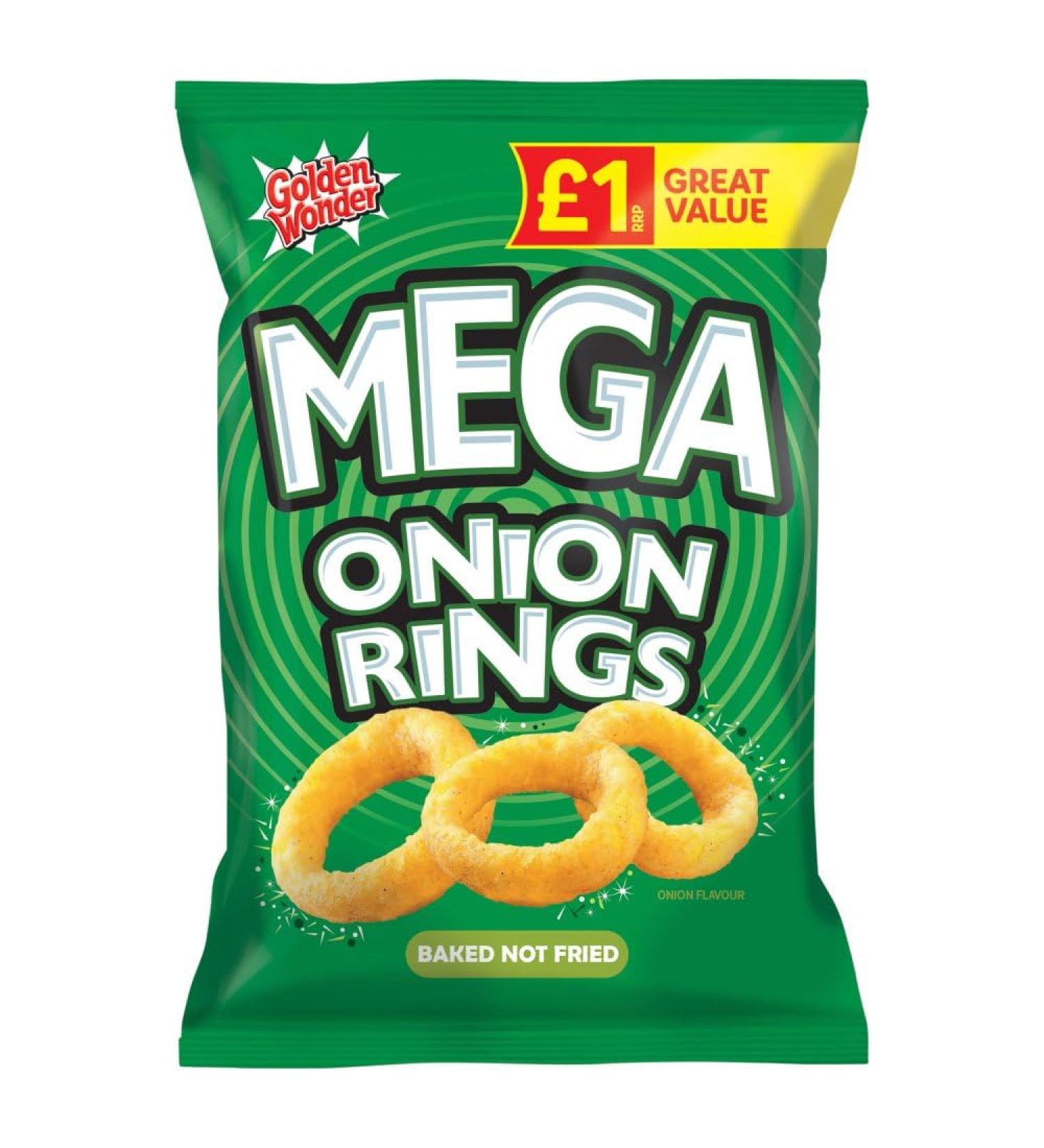 18x Golden Wonder Mega Onion Rings 50g 1pmp - Full Case