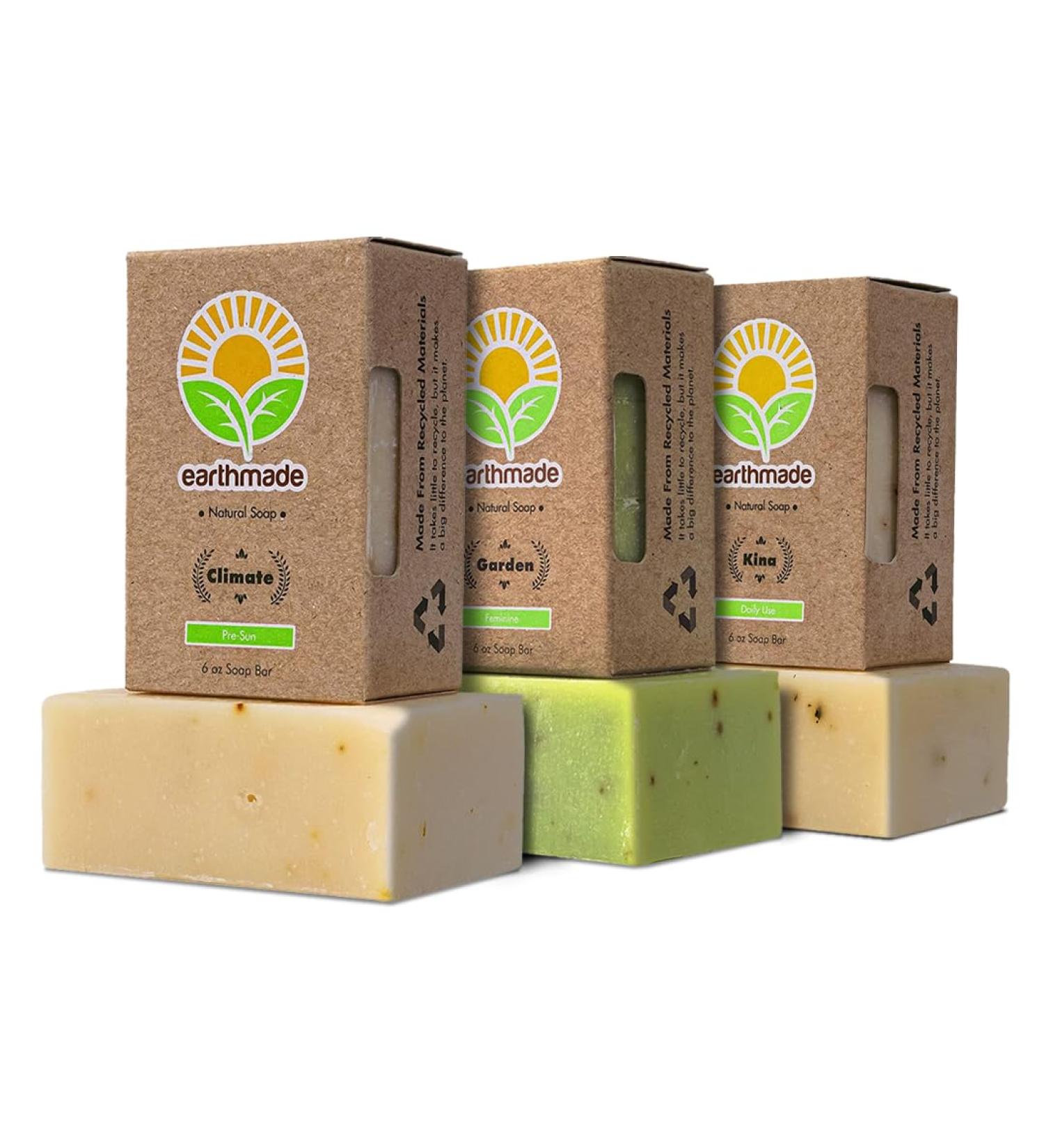 Buy Earthmade Freshness Trio: CLIMATE GARDEN & KINA Natural Soap Bars (6oz each) - Eco-Friendly International Shipping - Buy Online on GoSupps.com