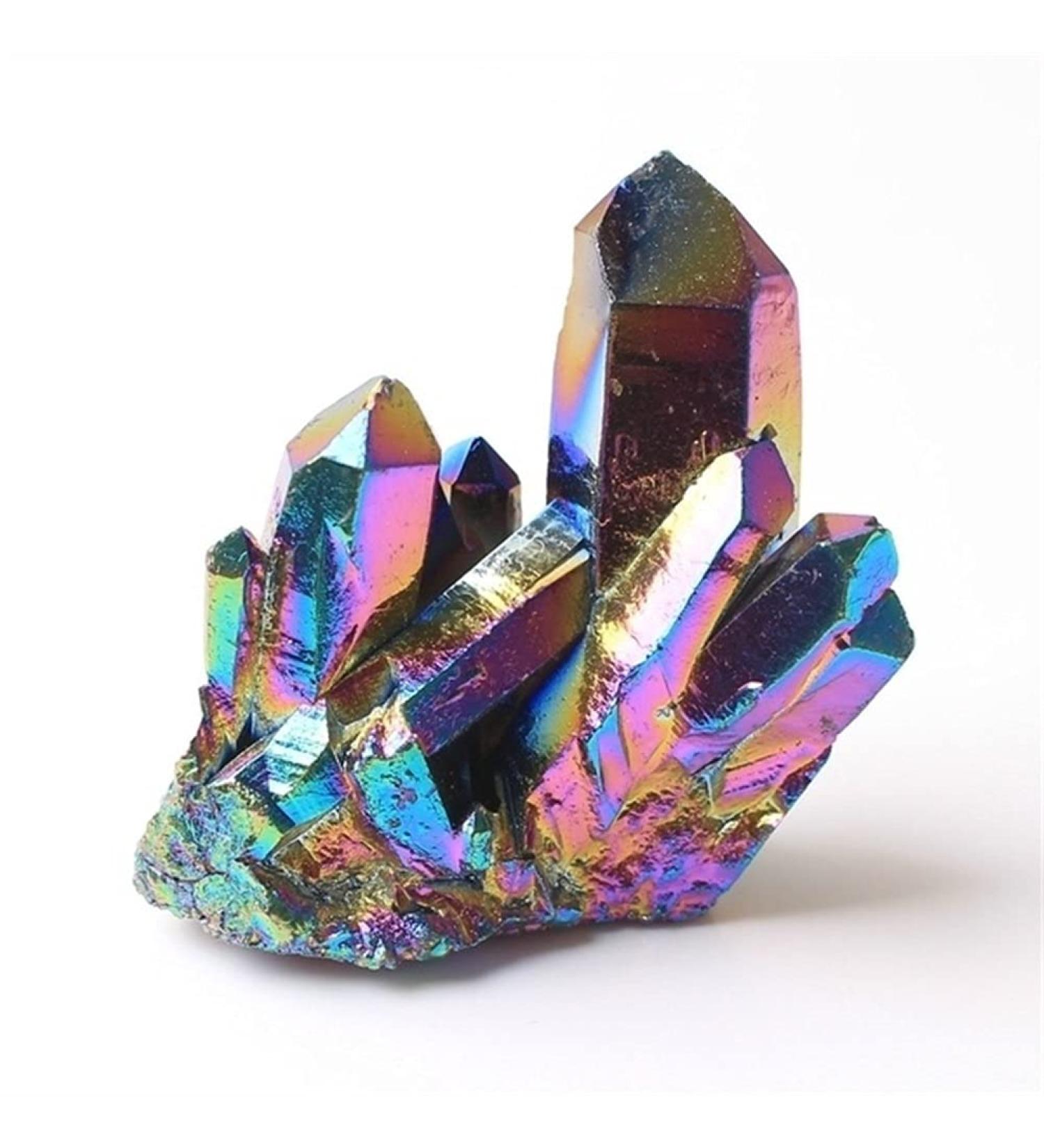 Natural Quartz Crystal Colorful Cluster Electroplate Colour Cluster Point Specimen Home Decor Home Collections - Buy Online on GoSupps.com