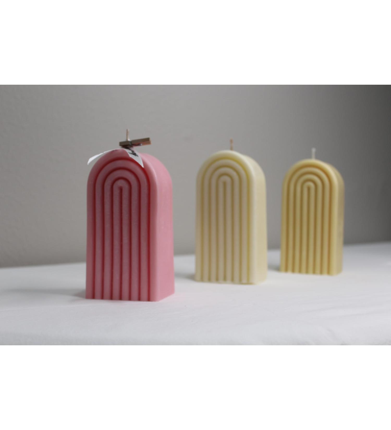 1 pcs Rainbow Shape Candle 100% Natural Soy Wax Coconut Soy Wax Gender Reveal Birthday Wedding.(Beige) (White Petal Cashmere)