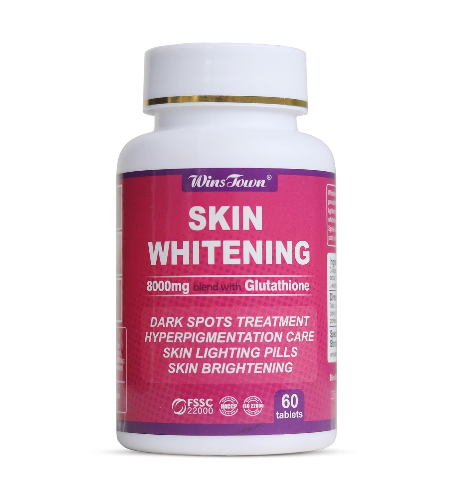 L-Glutathione Skin Whitening Pills - 8000mg Skin Lightening Supplement Whitening Antioxidant Anti-Aging 60 Tablets - Buy Online on GoSupps.com