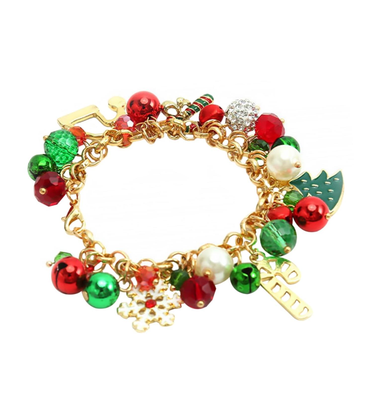 ibasenice 1pc Christmas Bell Bracelet Beaded Stretch Bracelet New Year Link Bracelet Christmas Women Gift Xmas Tree Wrap Bracelets Stocking Stuffers Gifts Metal (iron) Alloy Drill Ball - Buy Online on GoSupps.com
