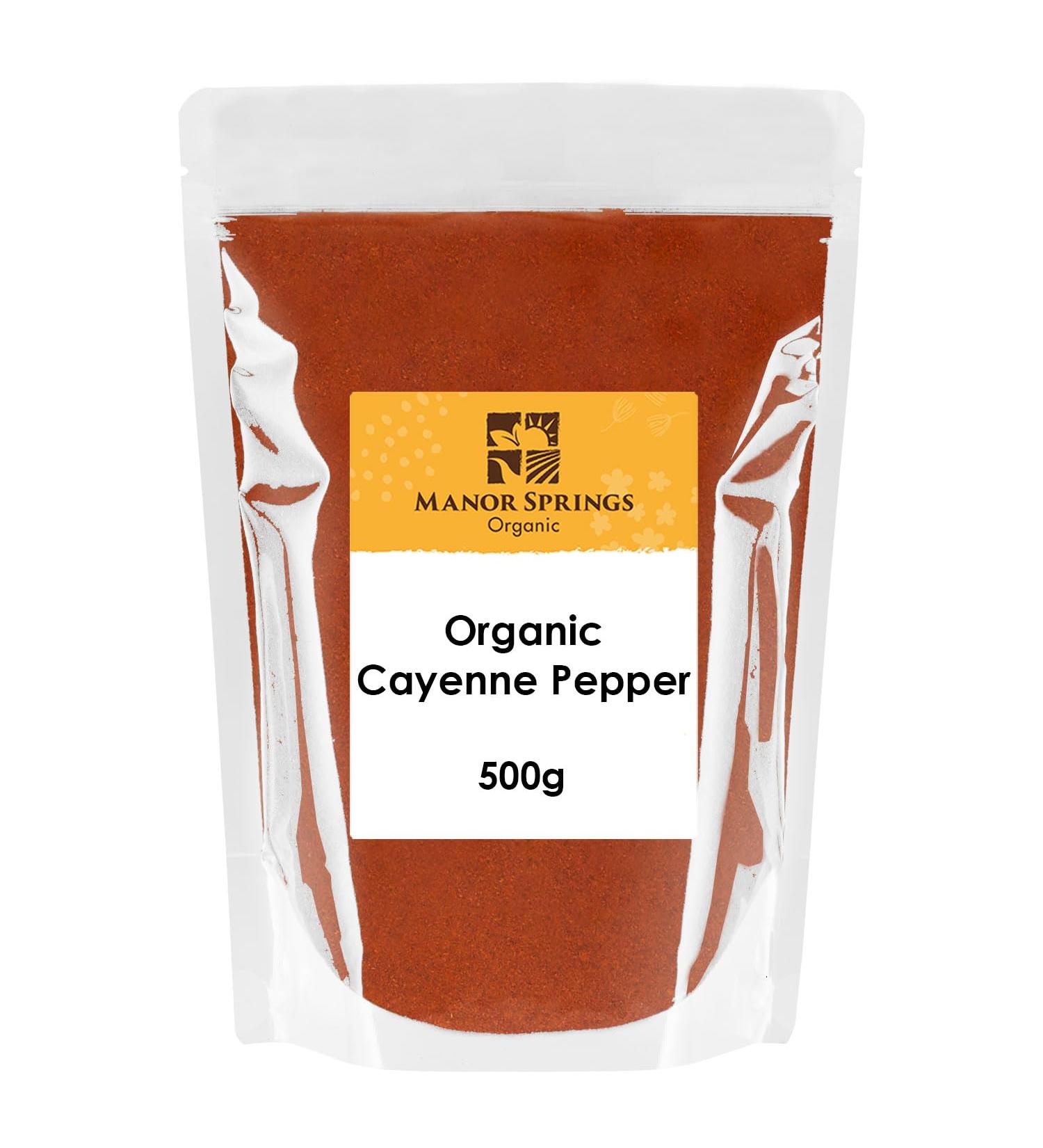 Manor Springs Organic Ground Cayenne Pepper 500g - 100% Pure & Natural (Pack of 1) - Buy Online on GoSupps.com