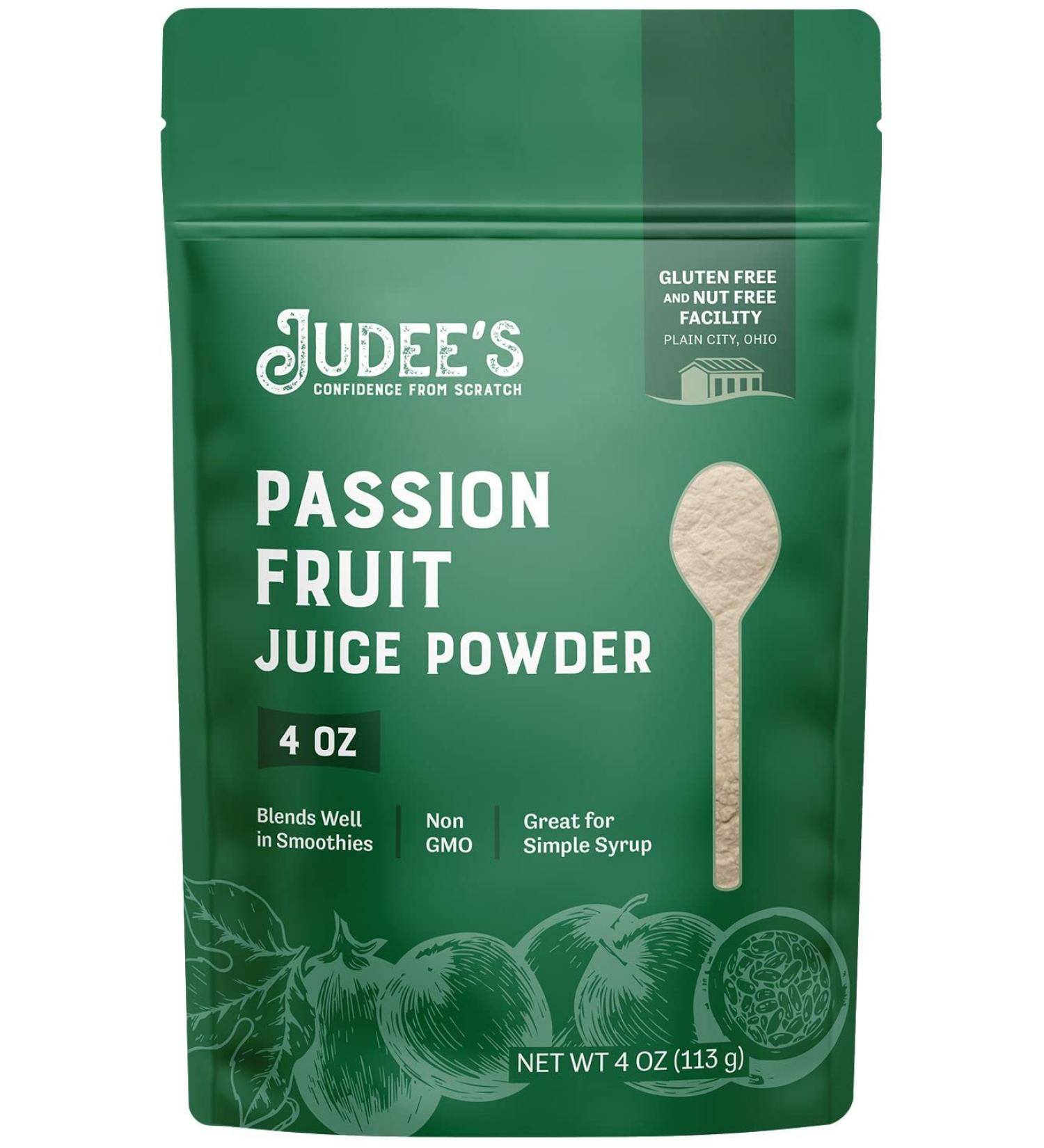 Judee's Passion Fruit Juice Powder 4 oz - Non-GMO Vegan Blend for Smoothies & Baking - Gluten-Free & Nut-Free - 4 oz Pack - Buy Online on GoSupps.com