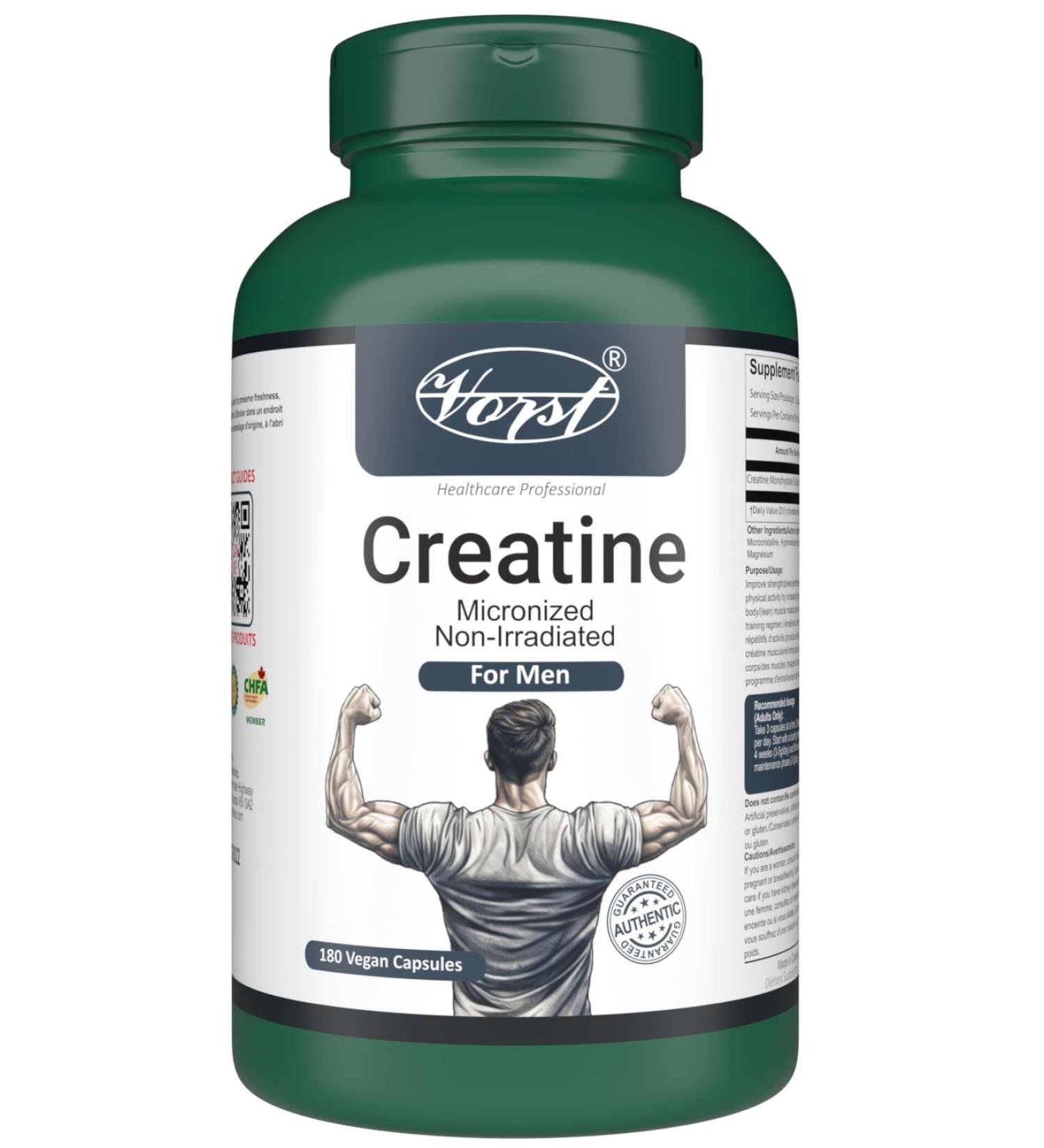 Vorst Creatine Supplement for Men 180 Vegan Capsules | Monohydrate Micronized Non Irradiated | Pills for Adults of All Ages | 1 Bottle 180 count (Pack of 1) - Buy Online on GoSupps.com