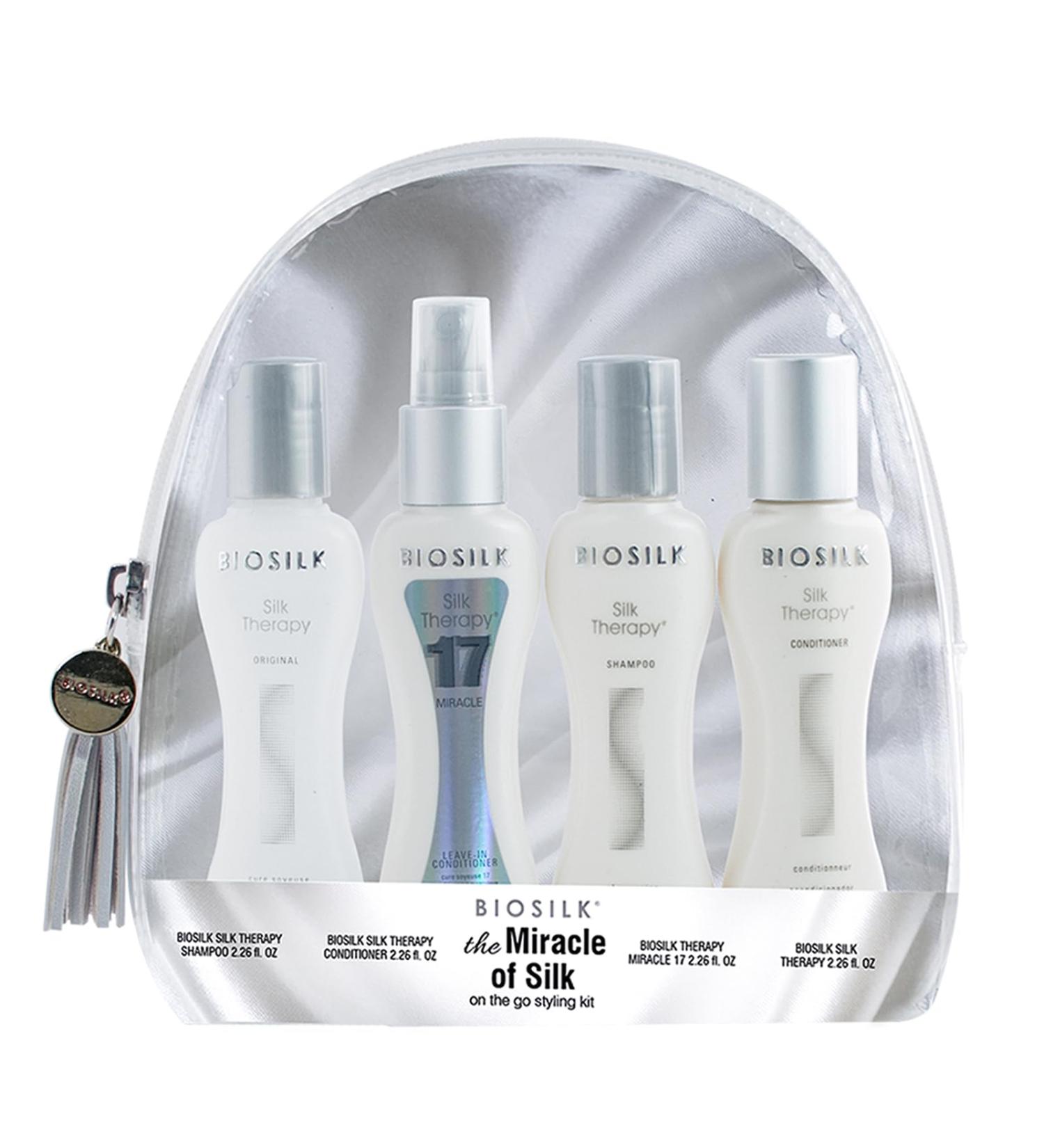 Shop Biosilk Miracle of Silk Kit | Silk Therapy Shampoo Conditioner & Leave-In Treatments | Travel Size Styling Essentials | International Shipping Available - Buy Online on GoSupps.com
