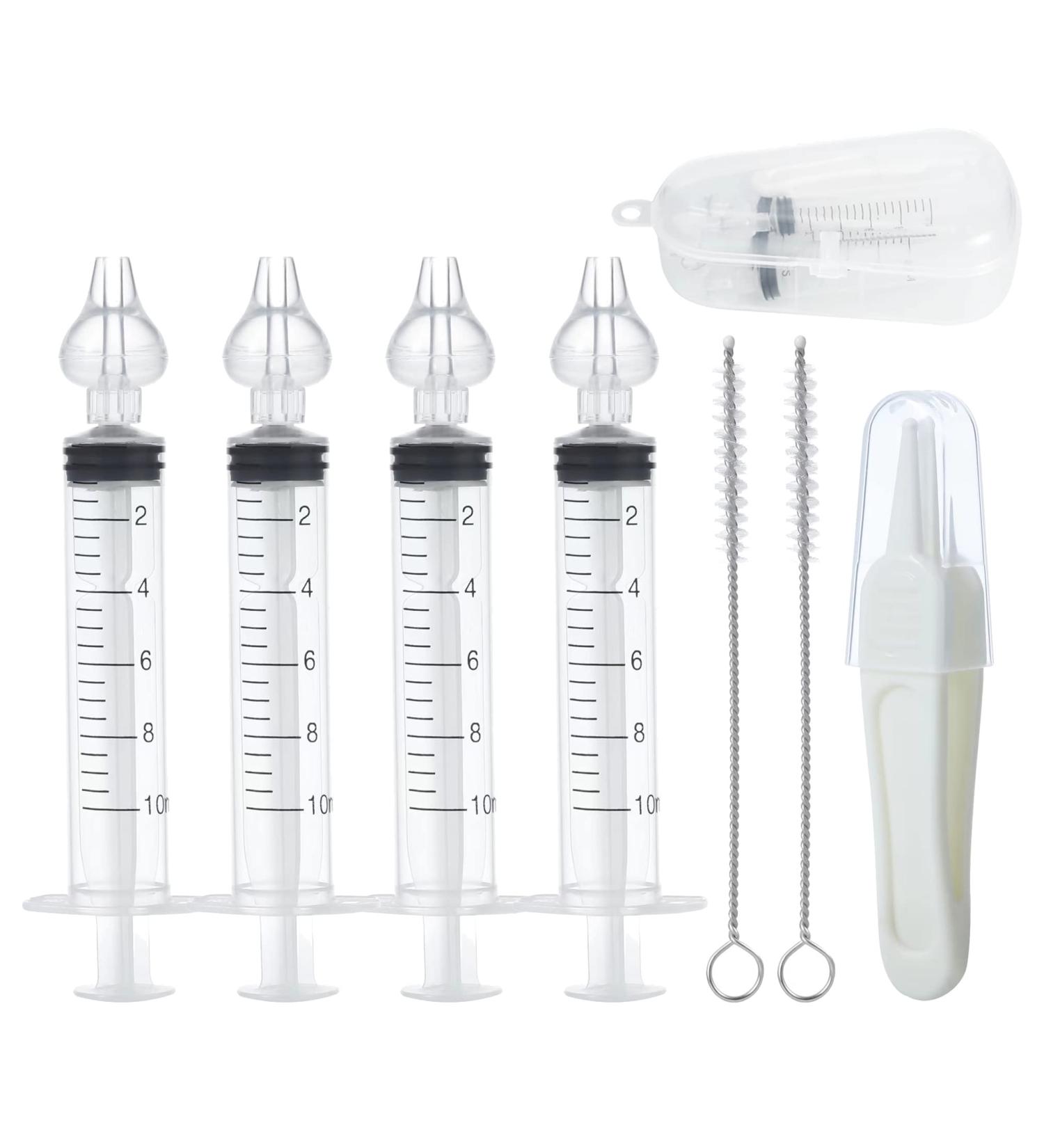 PandaEar Baby Nasal Irrigator Set with Tweezers & Cleaning Brush - High Quality Silicone Tips - 4pcs - Buy Online on GoSupps.com