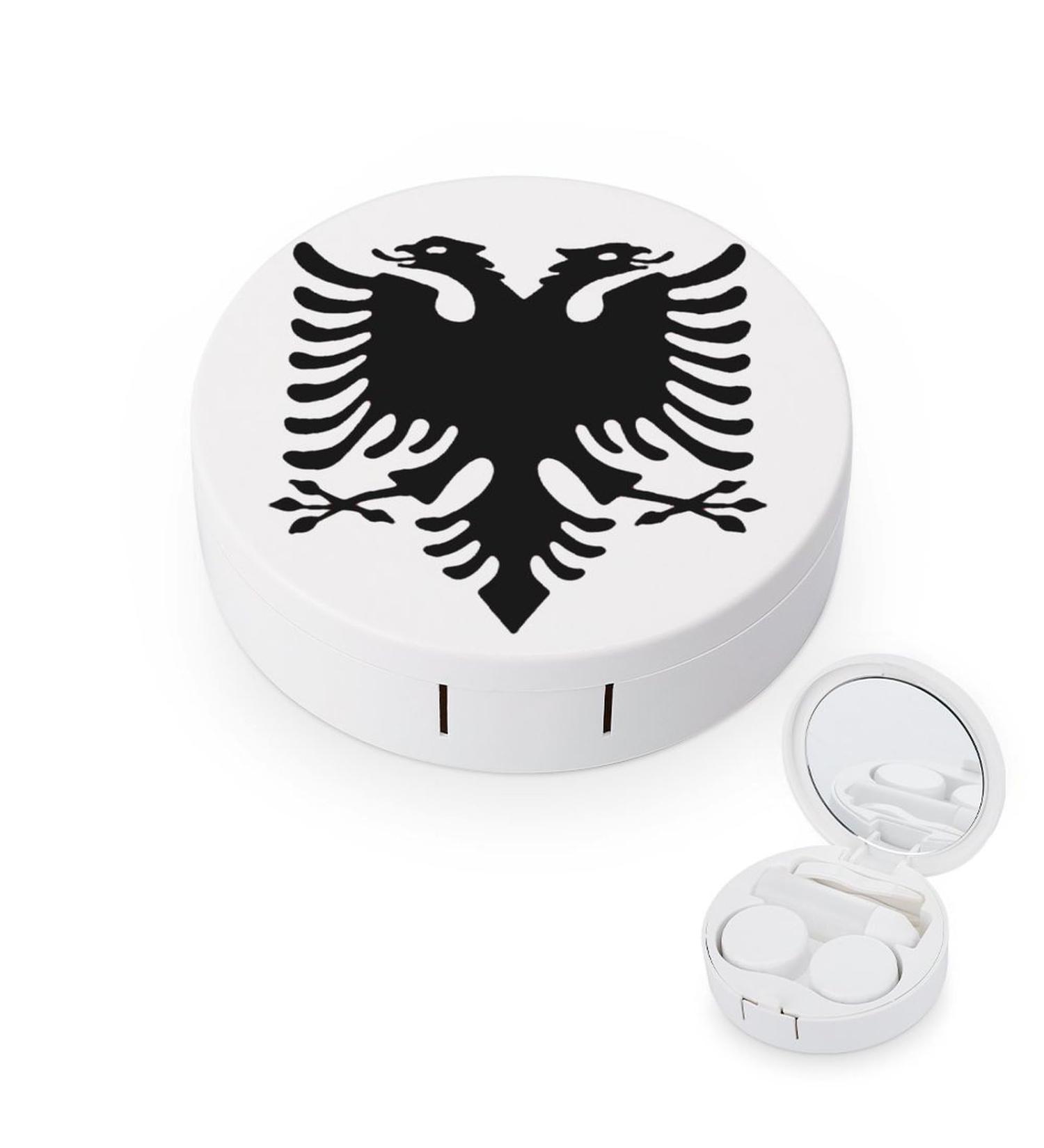Albanian Greatness Flag Contact Lens Case - Portable Storage Box with Mirror | Cute & Stylish Lens Holder - Buy Online on GoSupps.com