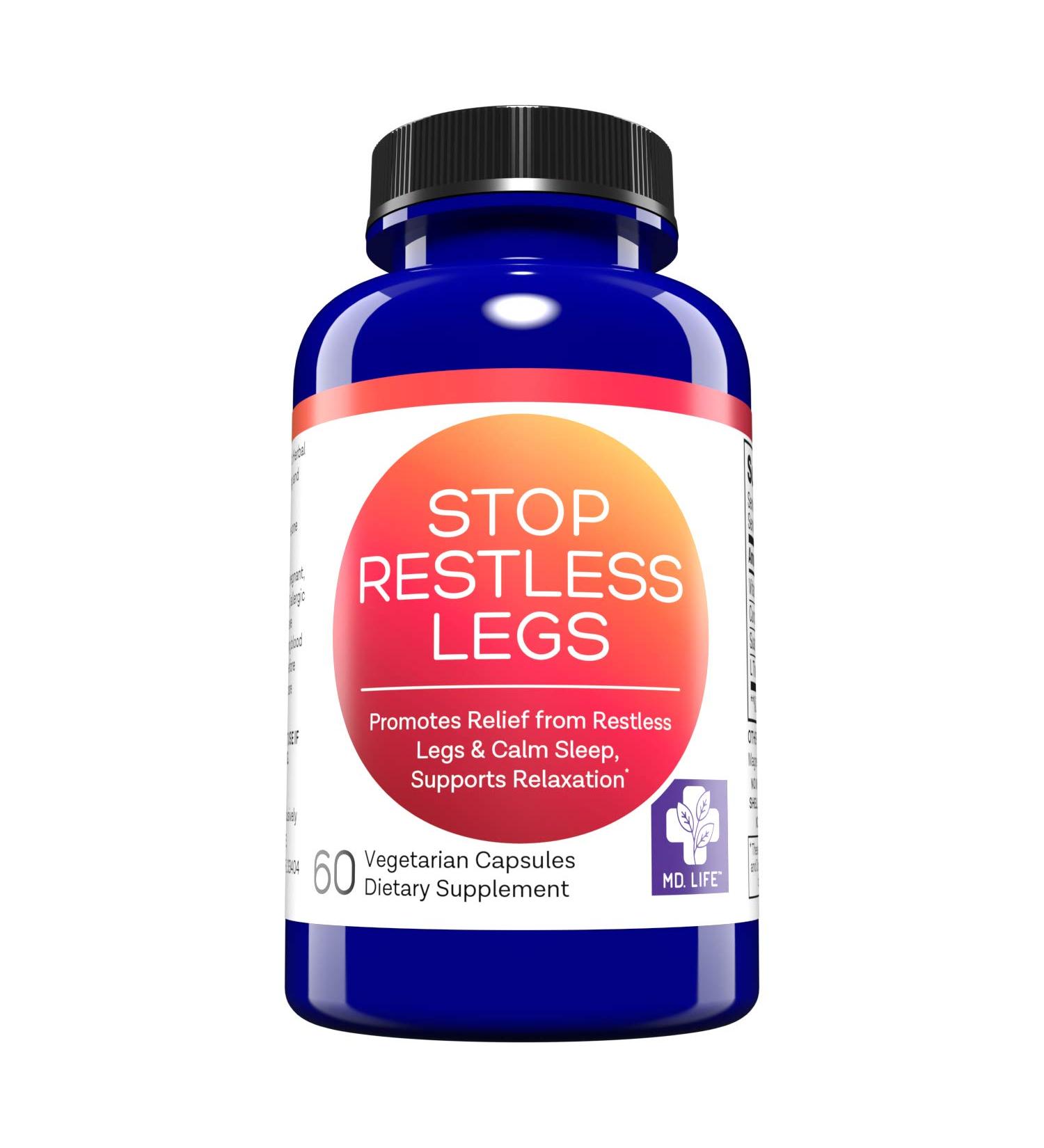 MD.Life Restless Leg Relief Capsules - 60 Count with Vitamin D3 & Curcumin for Rested Legs, Restful Sleep, and Joint Health - Buy Online on GoSupps.com