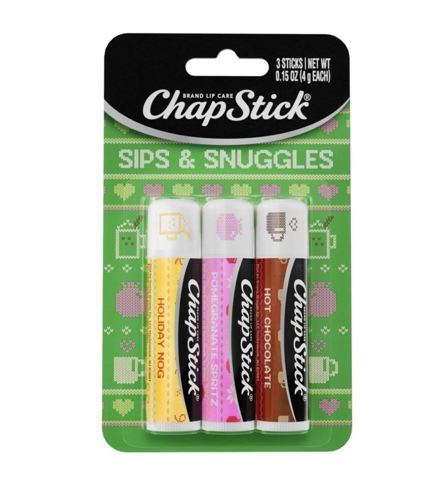 ChapStick Sips & Snuggles Lip Balm Holiday Gift Set 3 Pack Variety - Buy Online on GoSupps.com