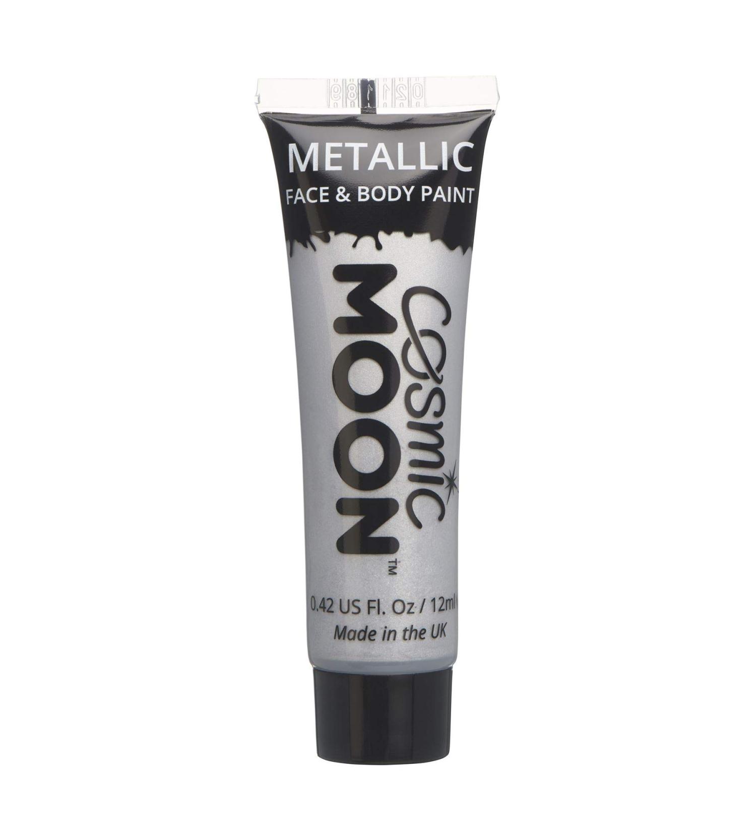 Cosmic Moon Silver Metallic Face & Body Paint - 12ml Water-Based Makeup for Adults & Kids - Buy Online on GoSupps.com