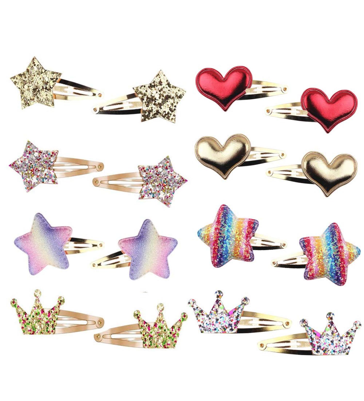 Star & Heart Hair Clips Set - 8 Multi-Colored Glitter Accessories for Girls | Perfect Children s Hair Clips - Buy Online on GoSupps.com