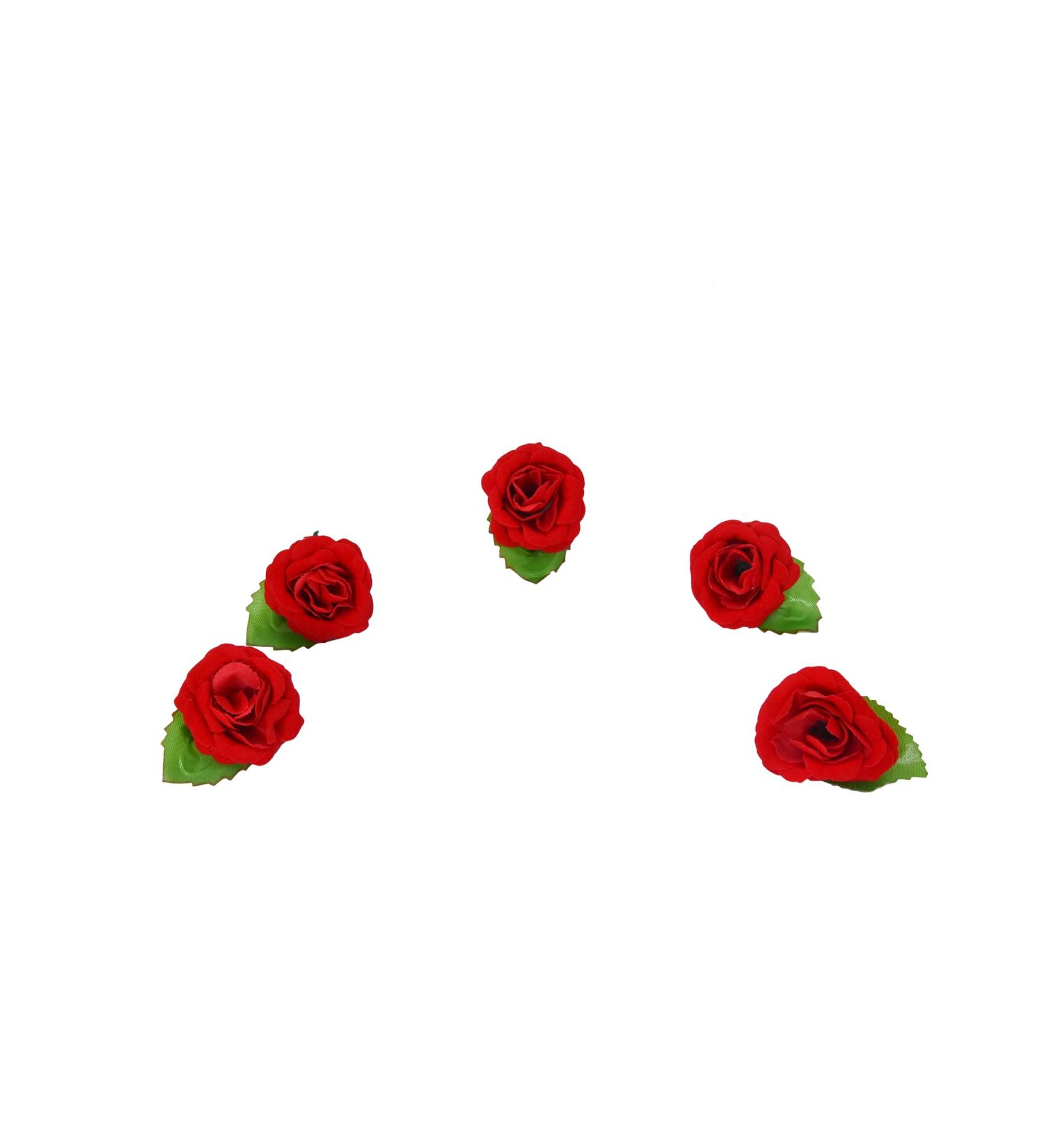 Red Rose Flower Clip Artificial Flower Hair Bun Gajra accessories Indian Handmade Hair Ornament for Women Partywear Marriage Mehndi Festival Gifting(Set of 5 Rose Clips) - Buy Online on GoSupps.com