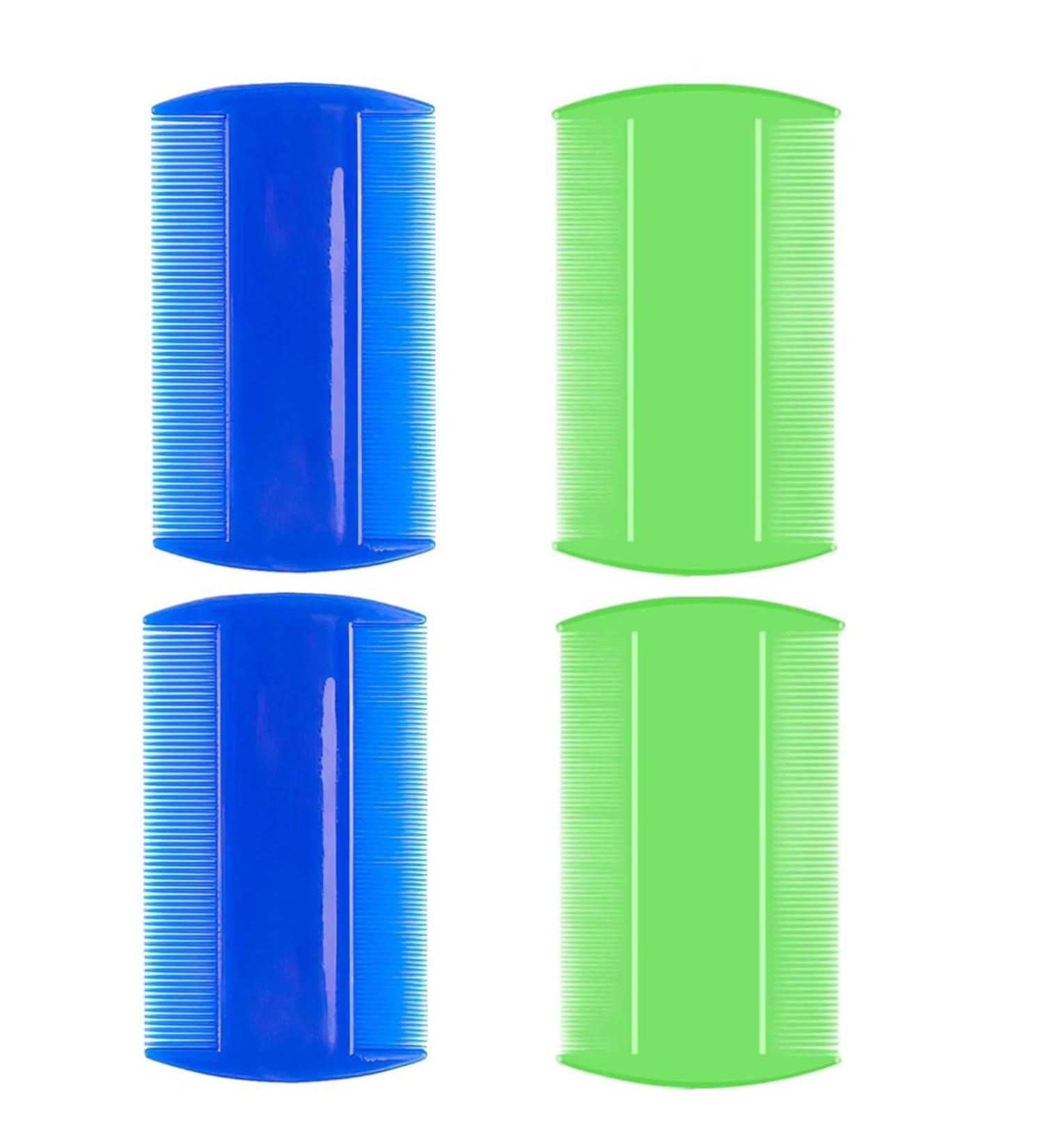 Zhjuju Lice Change - 4 Long-Lasting Double-Sided Combs for Head Lice | Durable Fine-Toothed Lice Removal for Kids Adults & Pets - Green & Blue - Buy Online on GoSupps.com