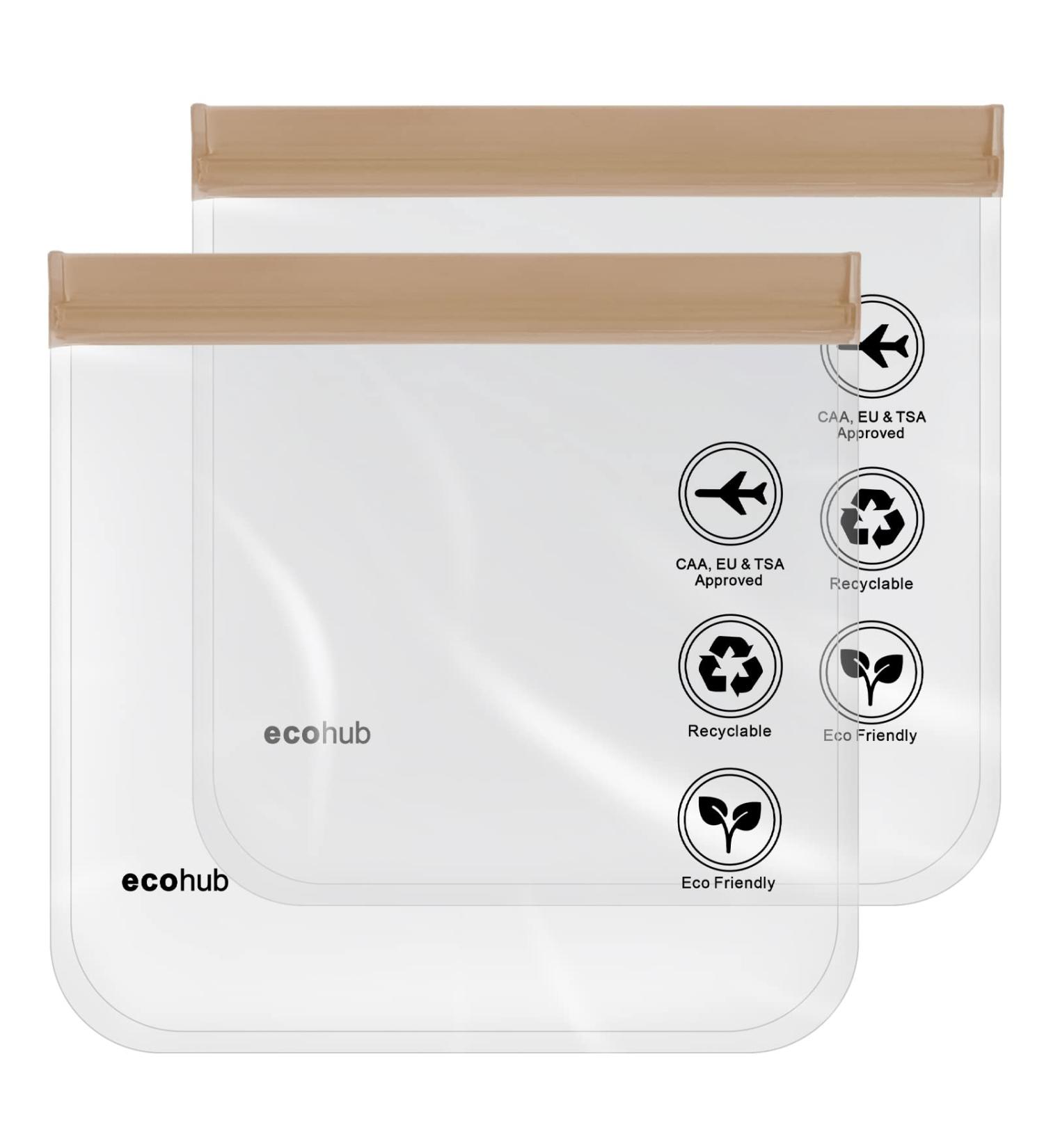 ECOHUB TSA Approved Airport Liquid Bag 20x20cm - Clear Toiletry Bag for Travel - Men and Women - Airline Approved Zip Lock Bags - Light Brown - Buy Online on GoSupps.com