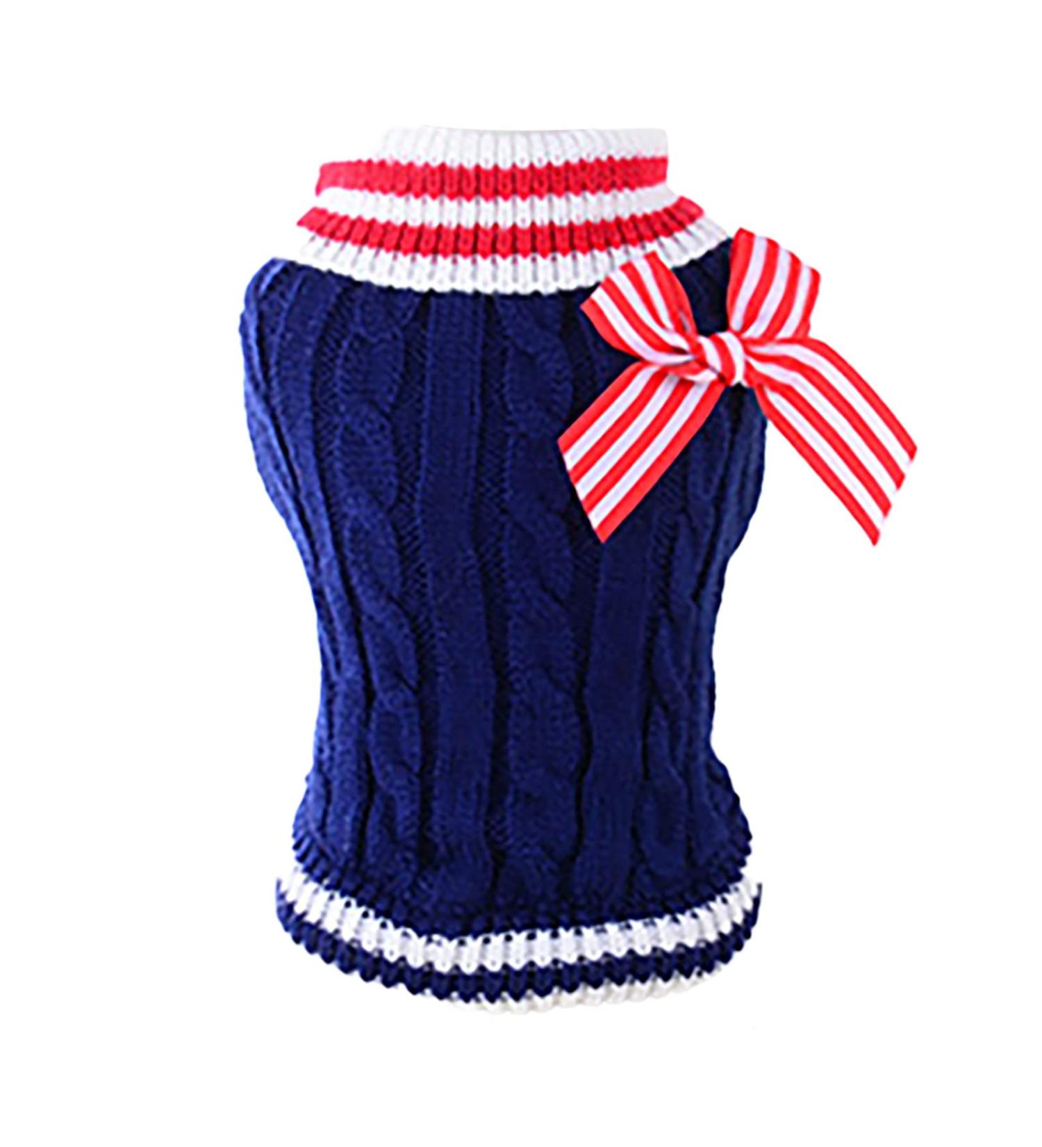 AMAONE Chihuahua Dog Coat - Stylish Leopard Print Bowknot Jacket for Small Dogs - Winter Knitwear - Available in Blue (M) - Buy Online on GoSupps.com