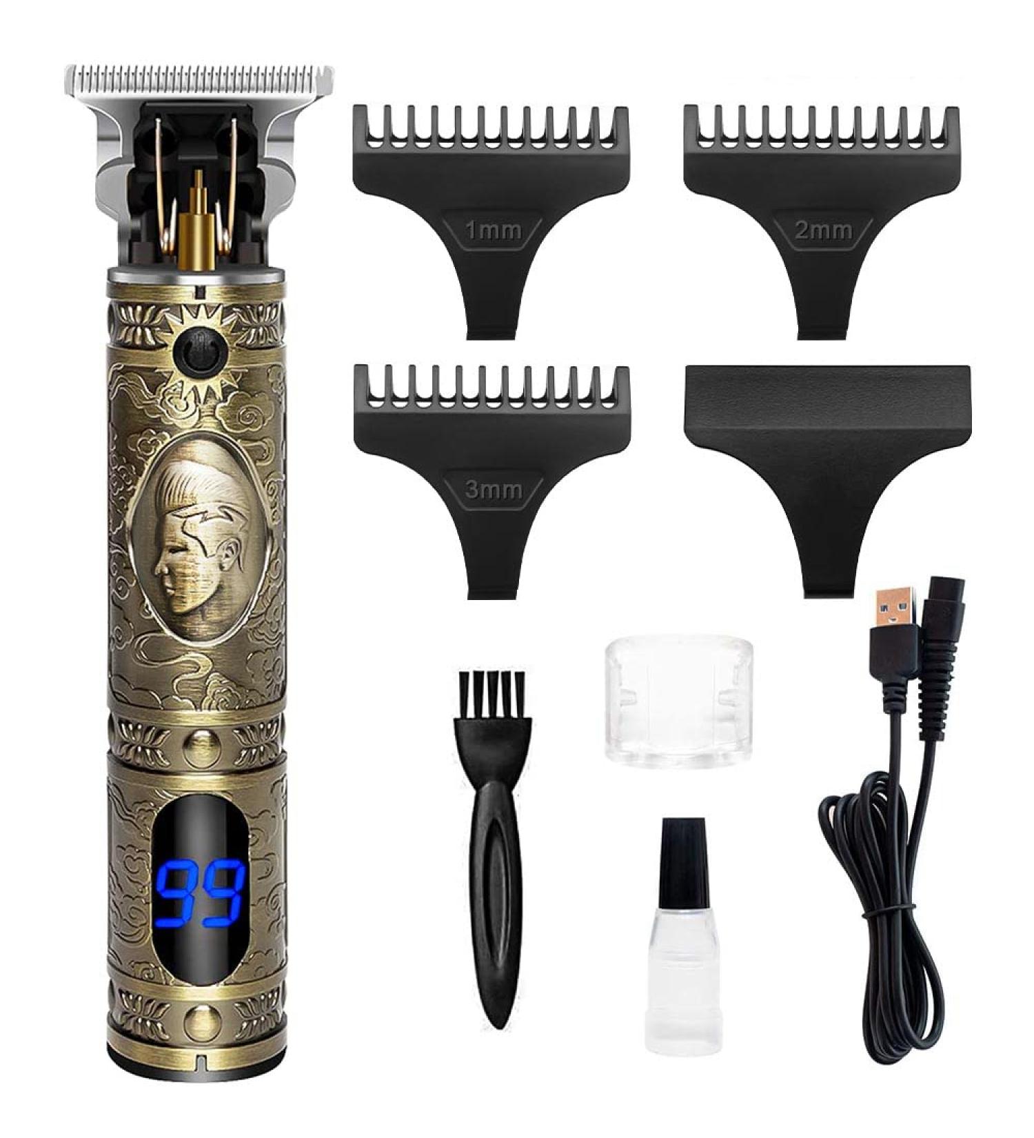 Professional Cordless Electric Hair Clipper and Beard Trimmer | LCD Display, Zero Gap T Blade | Valentines Gift for Him | Gold - Buy Online on GoSupps.com