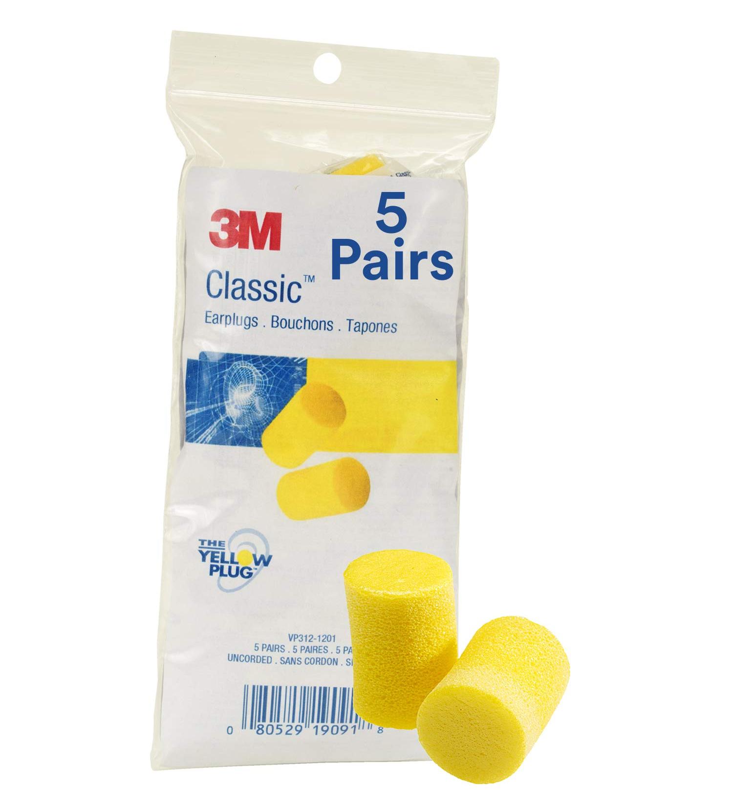 Buy 3M Ear Plugs (5 Pairs) - E-A-R Classic VP312-1201 Uncorded Foam Earplugs NRR 29 - Ideal for Drilling Grinding Welding & More - International Shipping Available - Buy Online on GoSupps.com