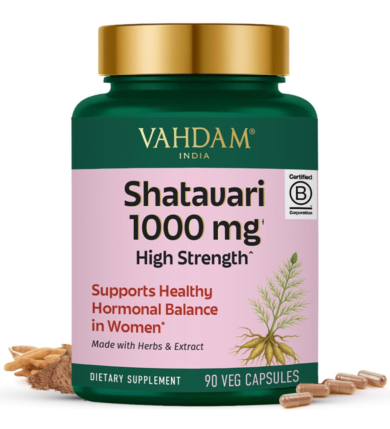 VAHDAM Shatavari Capsules 1000mg Supports Healthy Hormonal Balance in Women Herbal Supplement for Women Vegan Gluten-Free 90 Capsules - Buy Online on GoSupps.com