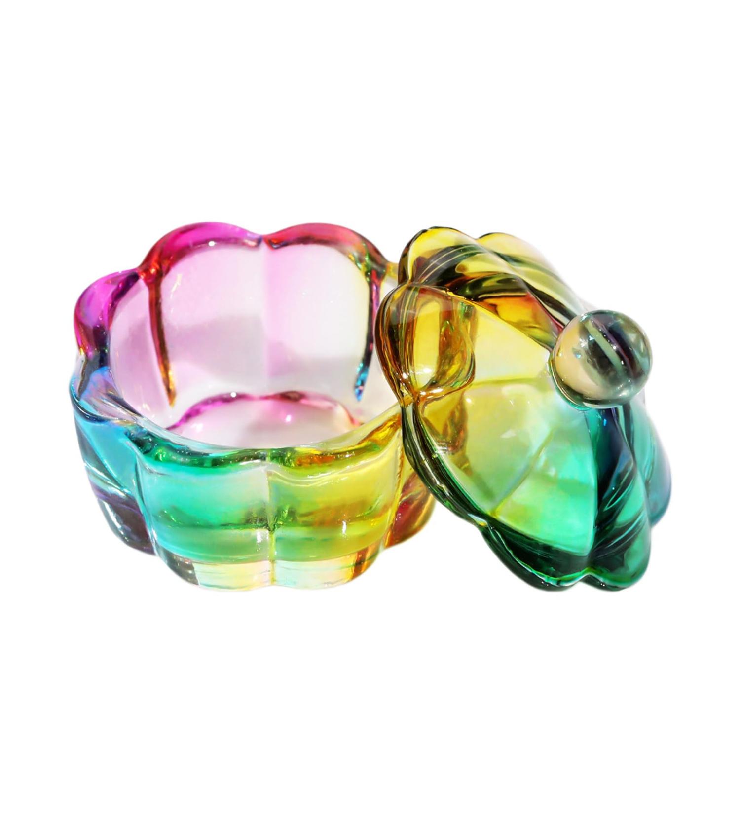 Nails Art Glass Dappen Dish Crystal Glass Dish Nails Art Dappen Dish With Lid Heart Shaped Liquids Crystal Cup Multi-color - Buy Online on GoSupps.com