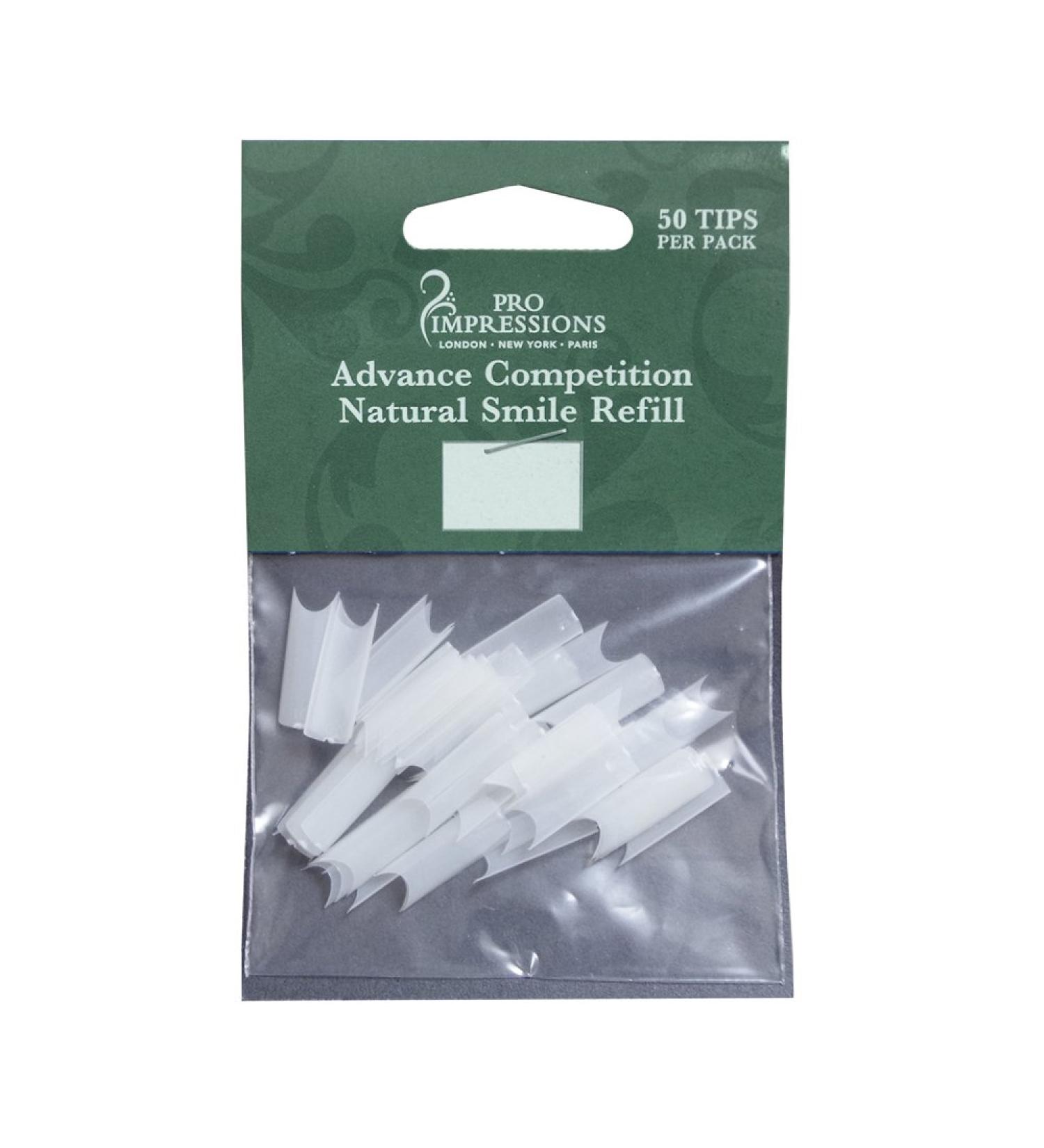 Pro Impressions Advance Competition Natural Smile 50 Nail Tips Size 7 White