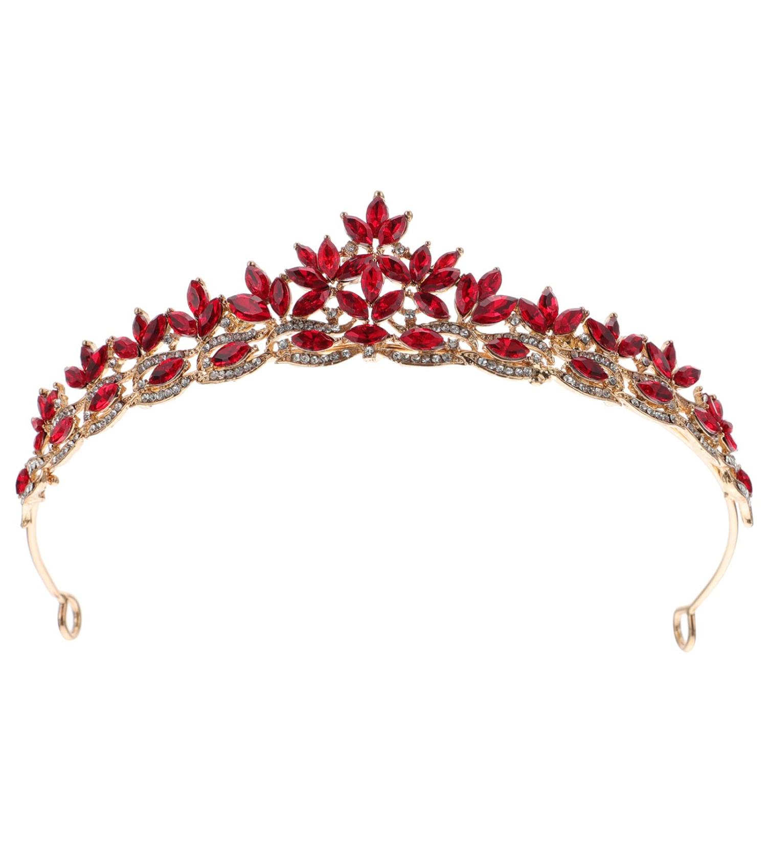 Minkissy Wedding Bridal Rhinestone Headpiece | Crystal Crown Headband Decoration for Bride (White/Red) - Shop Now! - Buy Online on GoSupps.com
