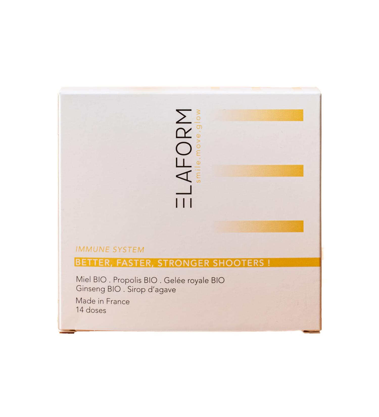 Organic Food Supplement - Immune System and Fatigue - Royal Jelly, Propolis, Ginseng - Made in France - Better, Faster, Stronger Shooters Elaform