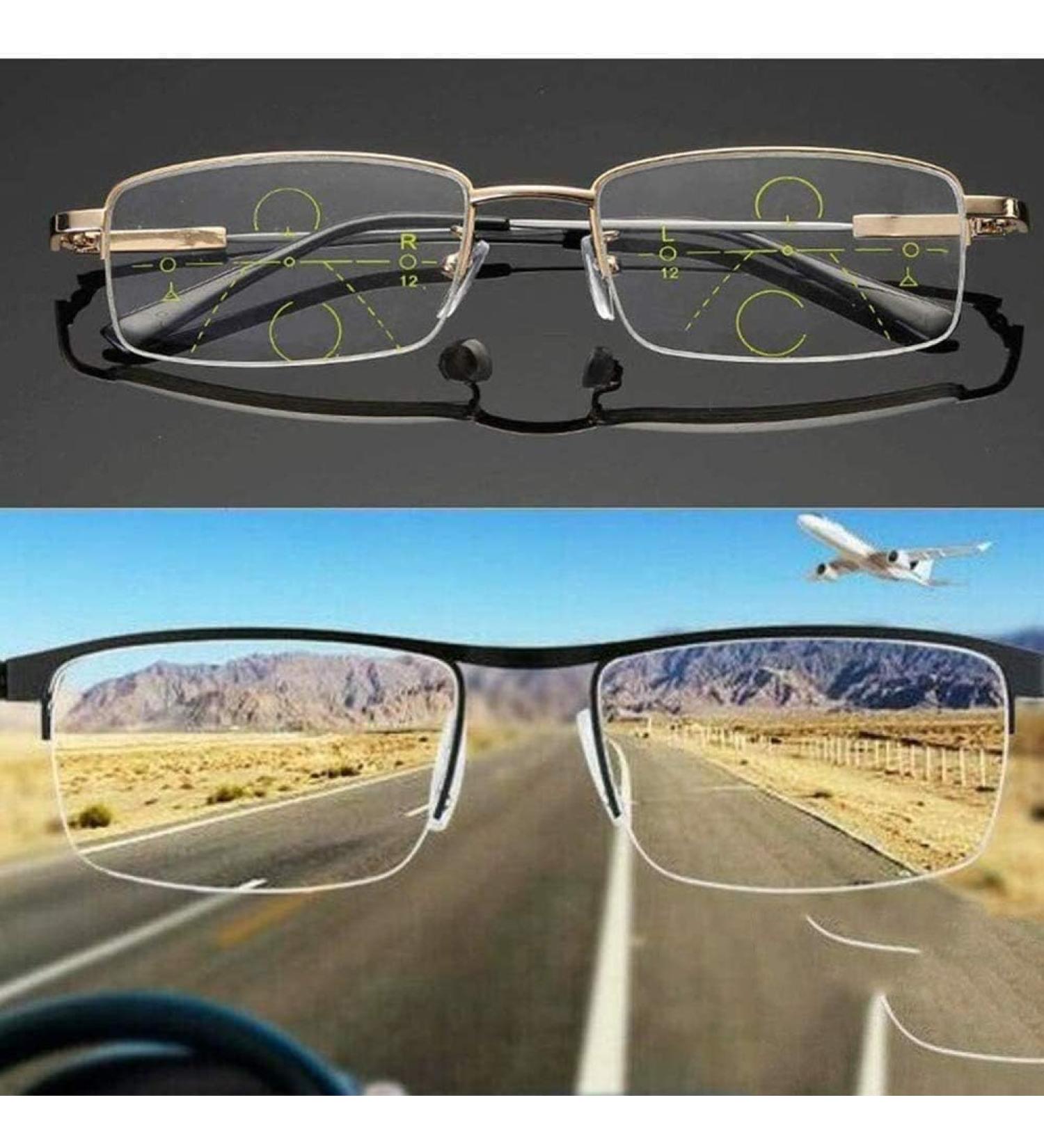 Blue Light Blocking Progressive Multifocal Reading Glasses German Smart Zoom Reading Glasses Multifocal Reading Glasses (Black 2.0)