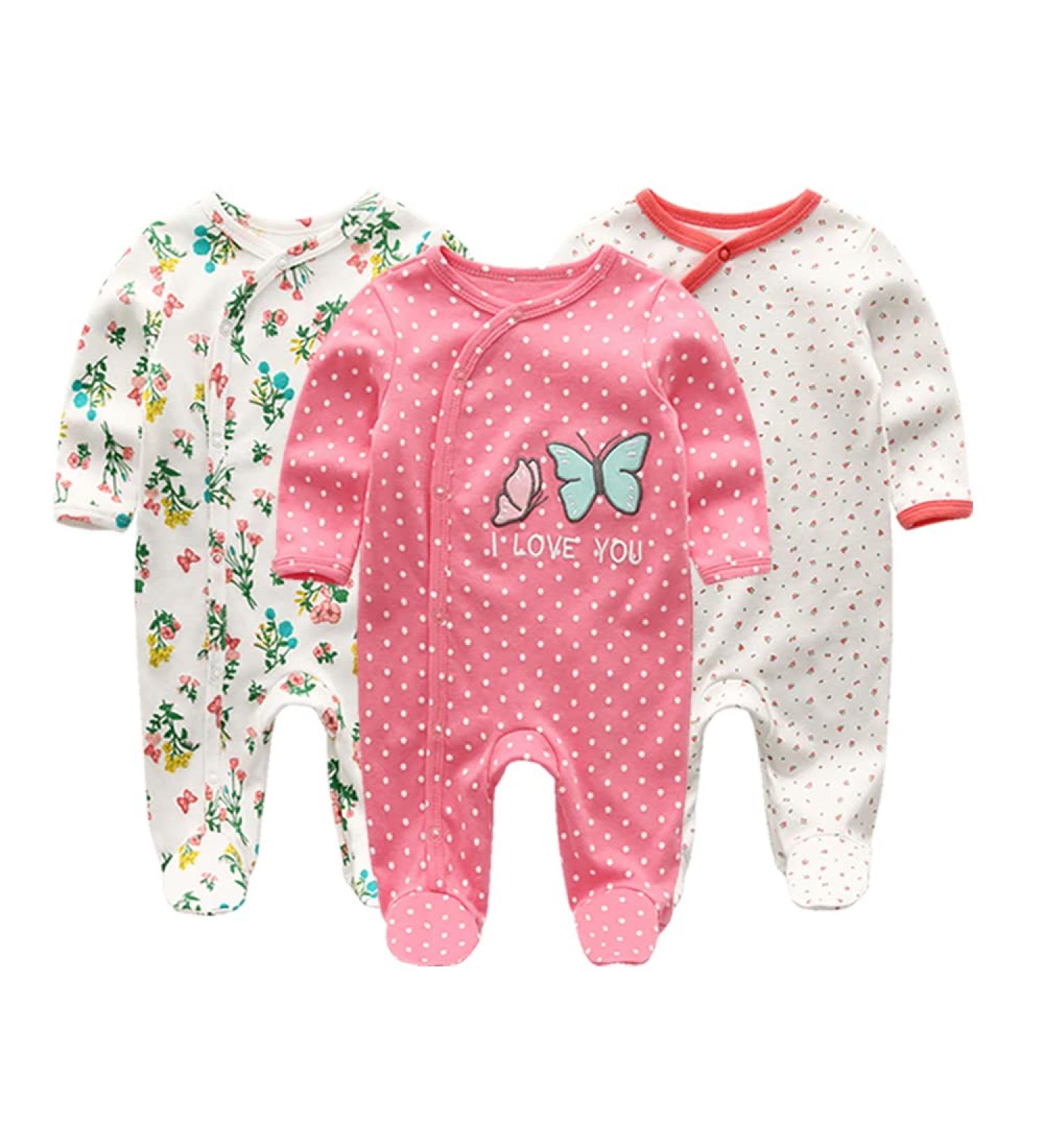 MAMIMAKA Baby Clothes: Newborn Cotton Footed Pajamas 6-9 Months Long Sleeve Color8 - Buy Online on GoSupps.com