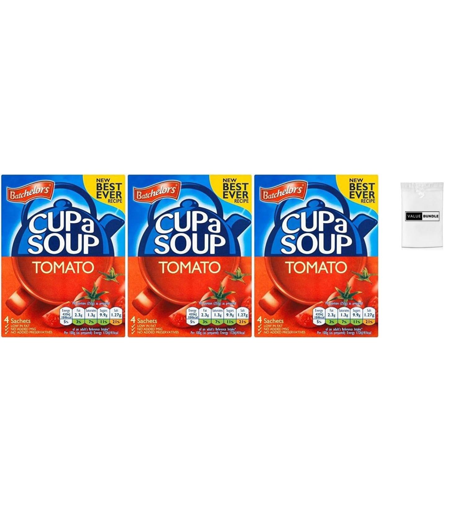 Value Bundle: BATCHELORS CUP A SOUP - Tomato - Healthy Snacks for Adults & Kids - British Snacks - 4 Per Box 3 Boxes Total - Custom Value Bundle Branded Package of 12 (12 Pack Tomato) Tomato 22 g (Pack of 12) - Buy Online on GoSupps.com