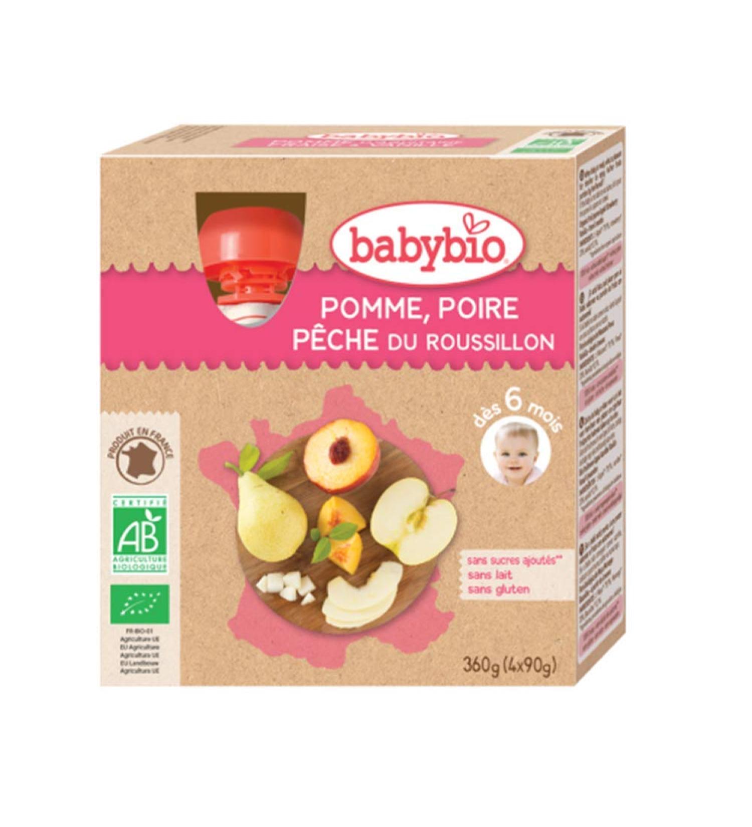 Babybio Apple Bottle Pear Peach Roussillon 6+ Months 360g - Buy Online on GoSupps.com