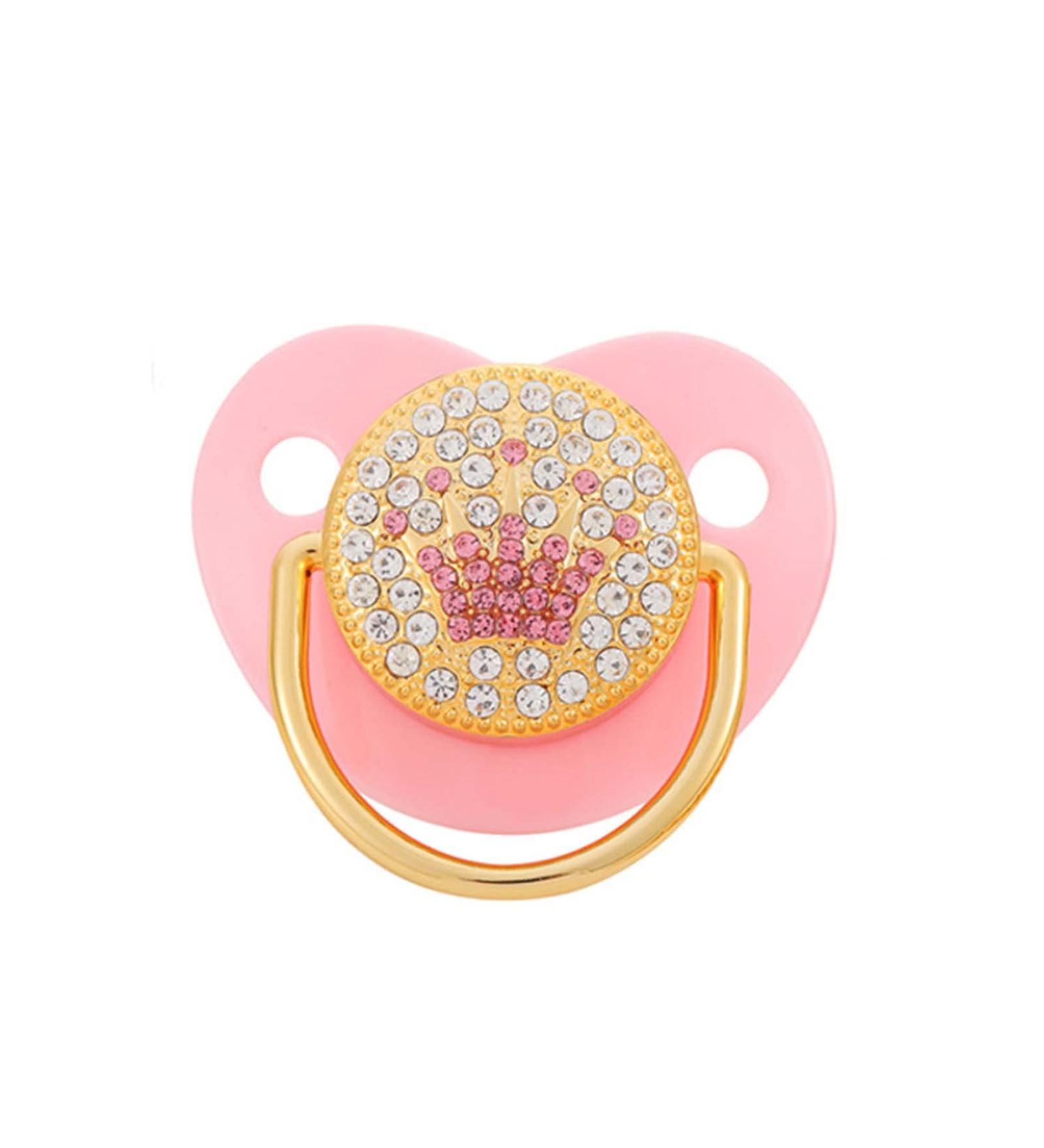 Buy Day & Night Krone Baby Schnuller - Soft Pink Nipple Pacifier for Newborns | Premium Quality Gold Baby Dummy International Shipping Available - Buy Online on GoSupps.com
