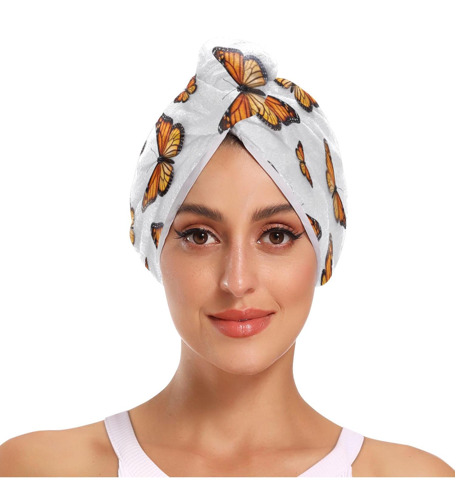 Brown Flowers Hair Towel 2 Pack | Super Absorbent Quick Drying Hair Turbans for Women & Girls | Stylish & Functional Hair Care Accessories - Buy Online on GoSupps.com