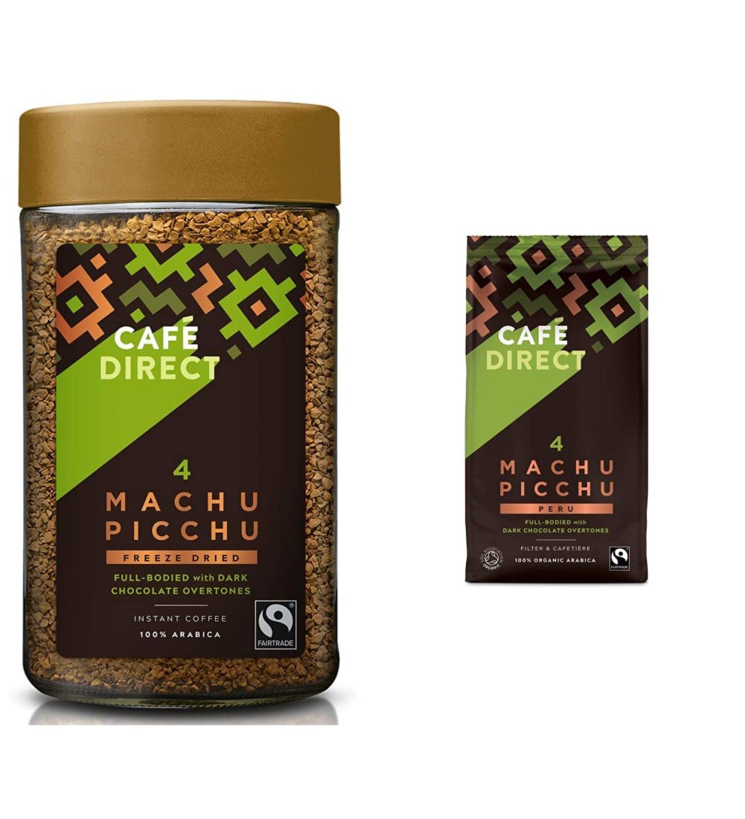 Caf direct Fairtrade Machu Picchu Instant Coffee 100 g (Pack of 6) & Machu Picchu Organic Fairtrade Ground Arabica Coffee 227g (Pack of 6) - Buy Online on GoSupps.com