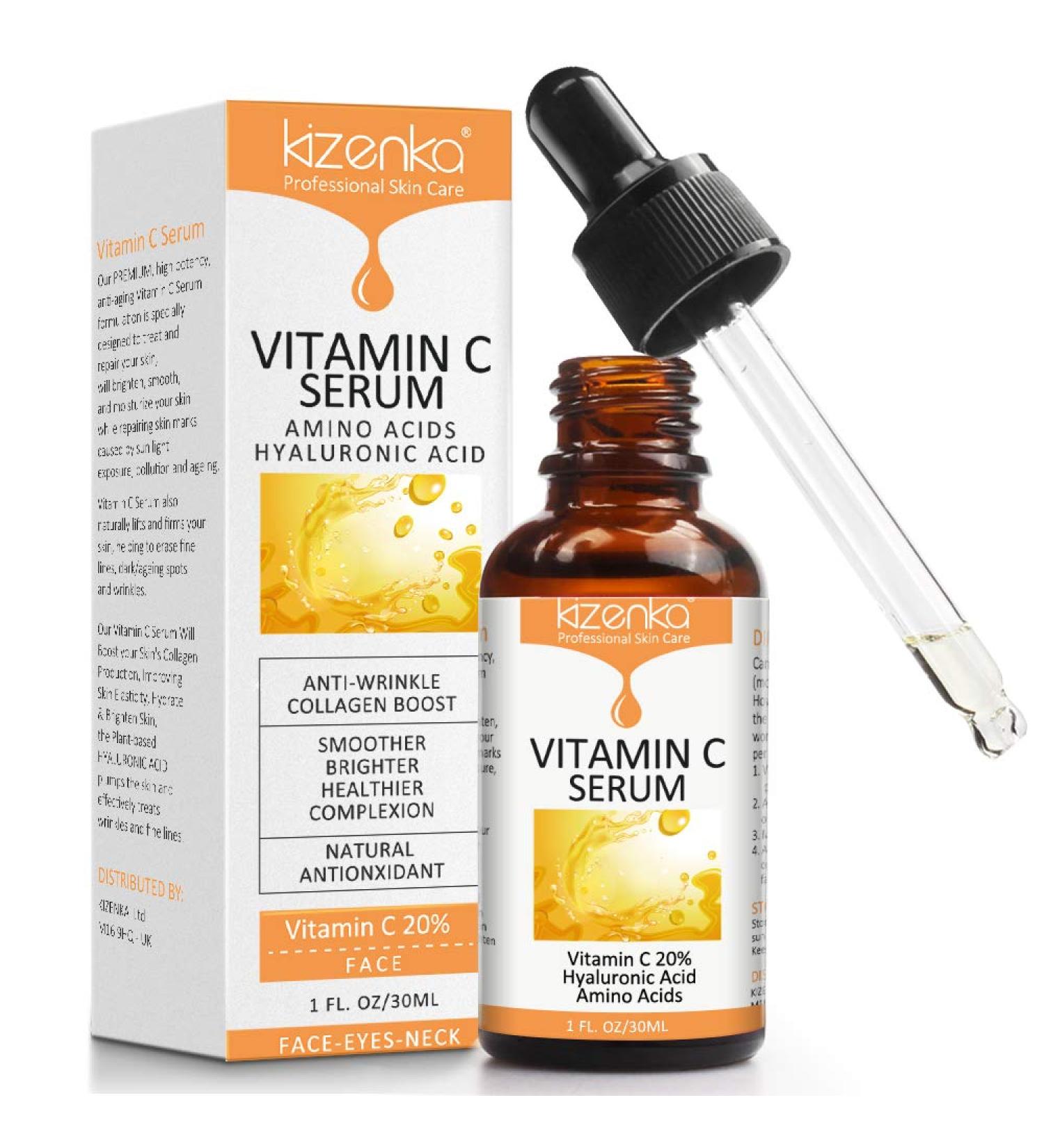 Vitamin C Serum for Face - Anti-Aging & Hydrating with Hyaluronic Acid | All Skin Types | 1 Fl Oz - Buy Online on GoSupps.com