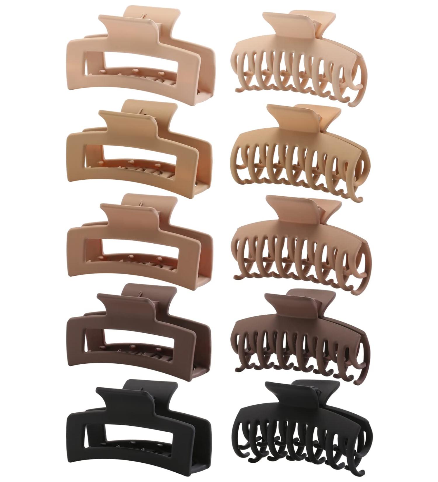 10 Pack Strong Hold Matte Hair Clips for Women & Girls | Durable Medium Square Claw Clips Hair Accessories - Neutral Colors - Buy Online on GoSupps.com