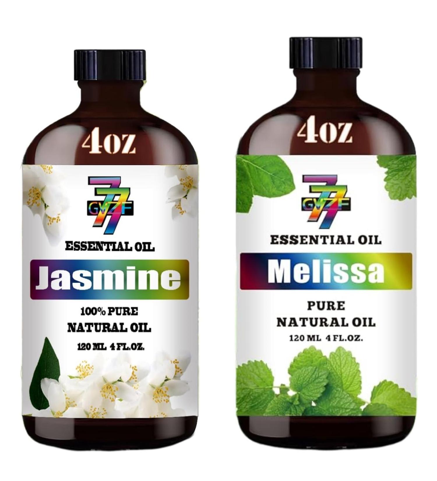GV77ZF Essential Oil Two 4 Fl Oz (120Ml) Set - Pure Natural Melissa Oil and Jasmine Essential Oil for Diffuser Humidifier Skin Care Home Fragrance Bath Hair Care Cleansing Massage Yoga DIY So - Buy Online on GoSupps.com