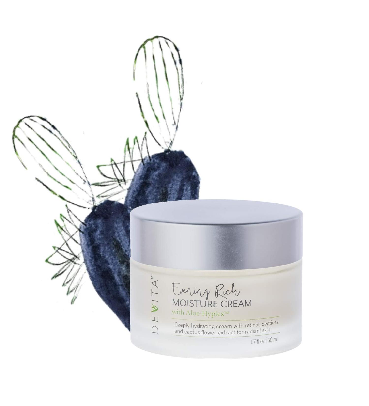 DeVita Evening Rich Moisture Cream with AloeHyplex - Vegan Age-Defying Night Cream - 1.7oz - Buy Online on GoSupps.com