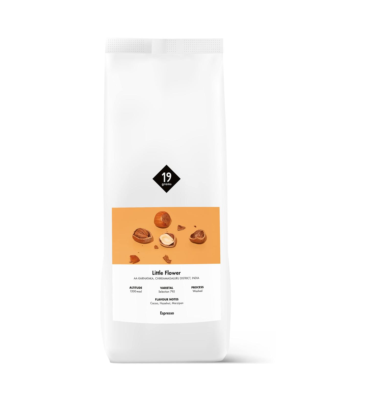 India Little Flower espresso 1 kg whole beans fair & sustainable freshly roasted 100 Arabica coffee beans specialty coffee 19 grams of coffee - Buy Online on GoSupps.com