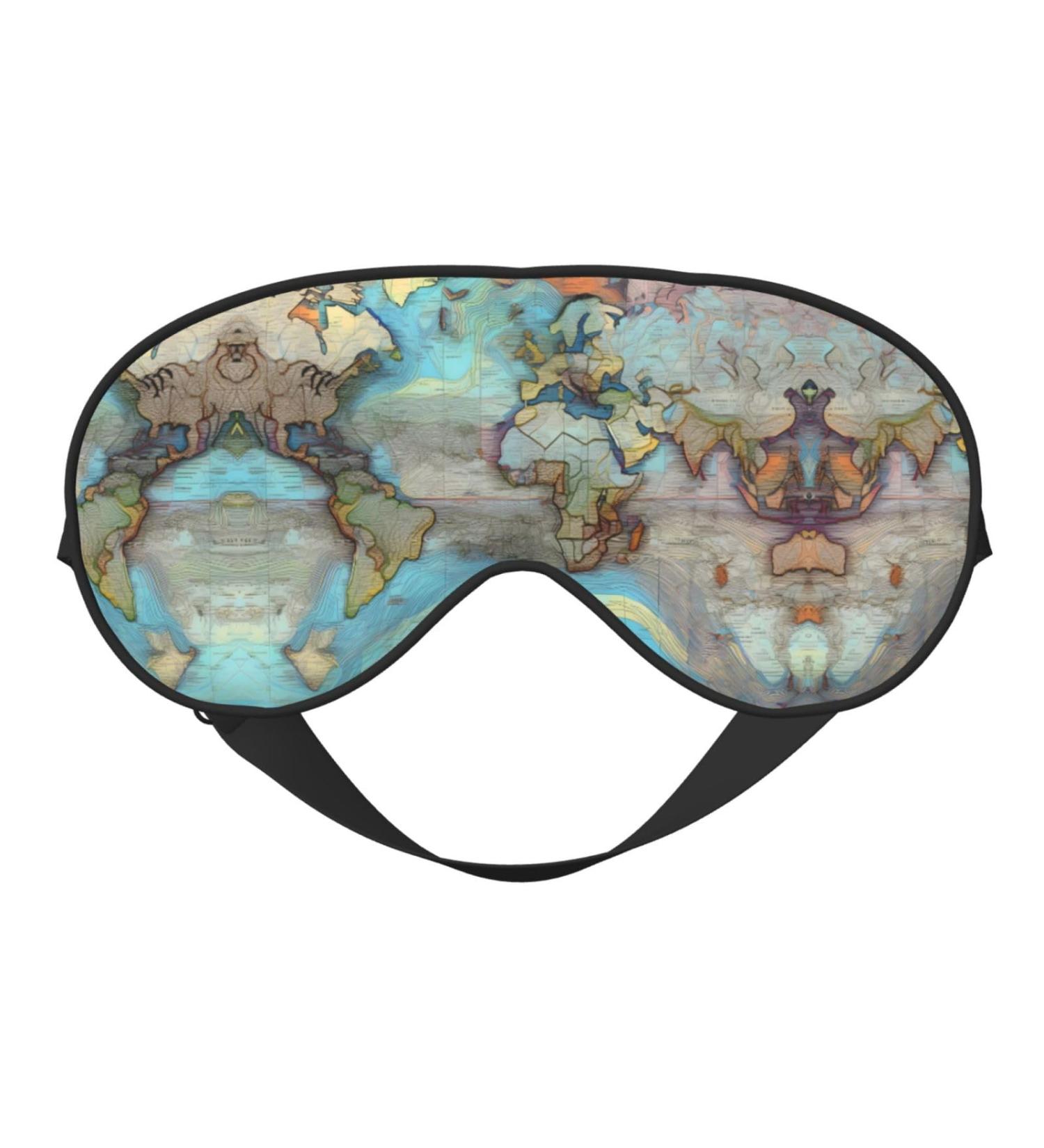 Cartoon World Map Eye Mask | Soft Adjustable Sleep Mask for Men & Women - International Shipping Available - Buy Online on GoSupps.com