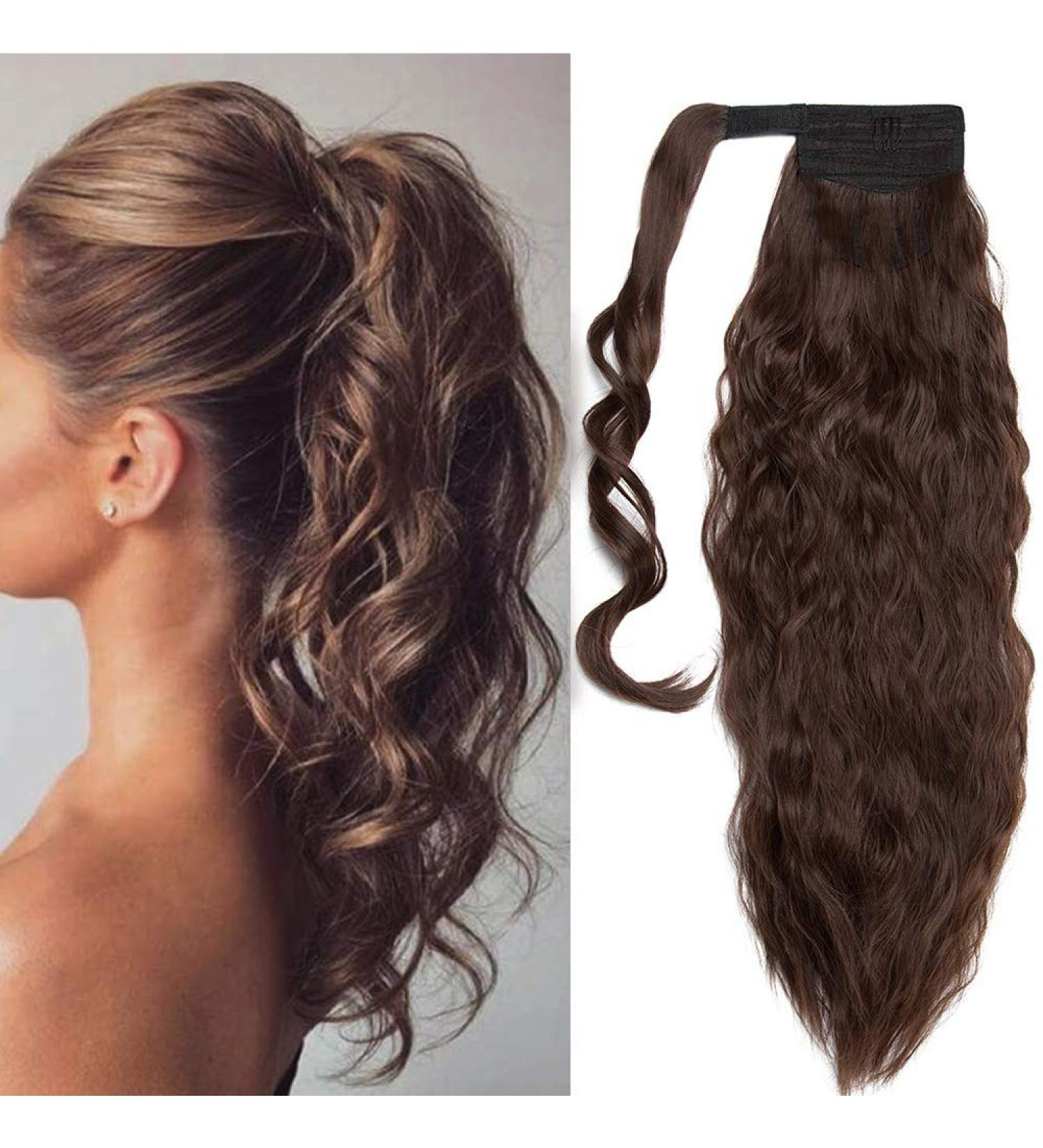 20 Synthetic Wrap Around Ponytail Hair Extension - Corn Wave Medium Brown - Buy Online on GoSupps.com