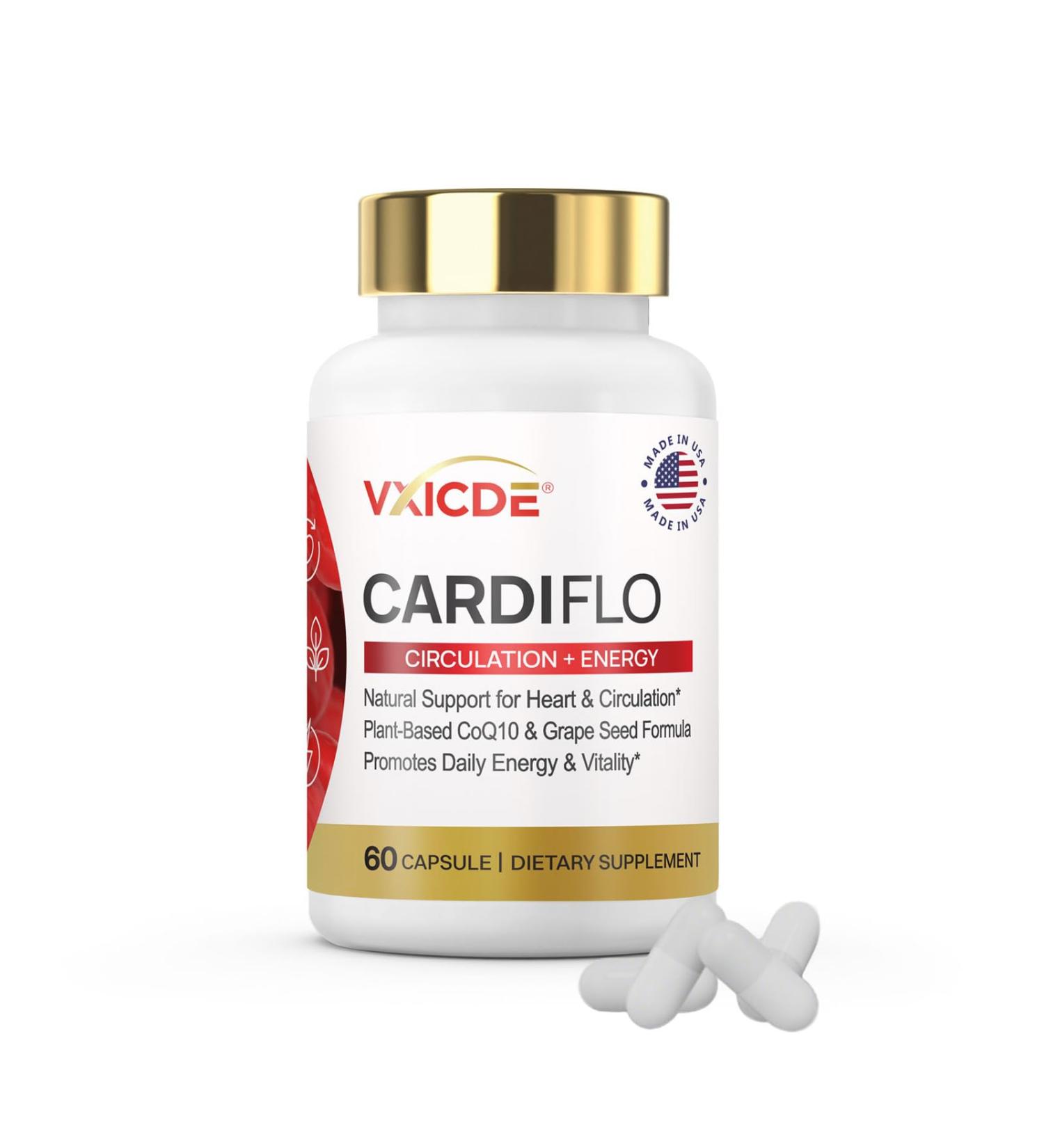 VXICDE Grape Seed Extract 100mg with CoQ10 50mg | 60 Quick Release Capsules | Standardized Extract Complex with Polyphenols | Non-GMO Gluten Free Supplement - Buy Online on GoSupps.com