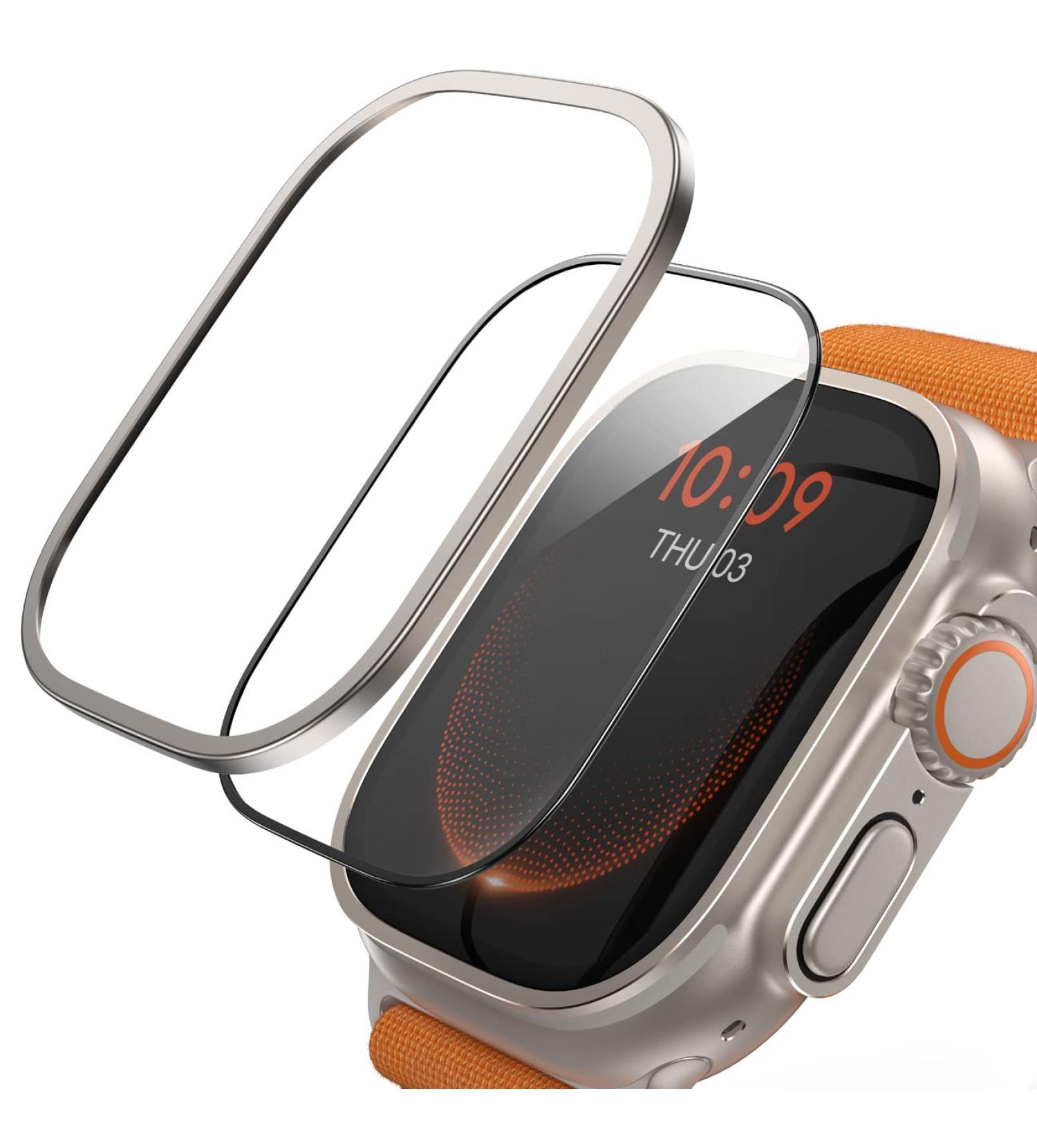Lamicall Titanium Screen Protector for Apple Watch Ultra 49mm - Aviation Titanium Bumper Case with 2Pack Tempered Glass Film for iWatch 49mm - Buy Online on GoSupps.com