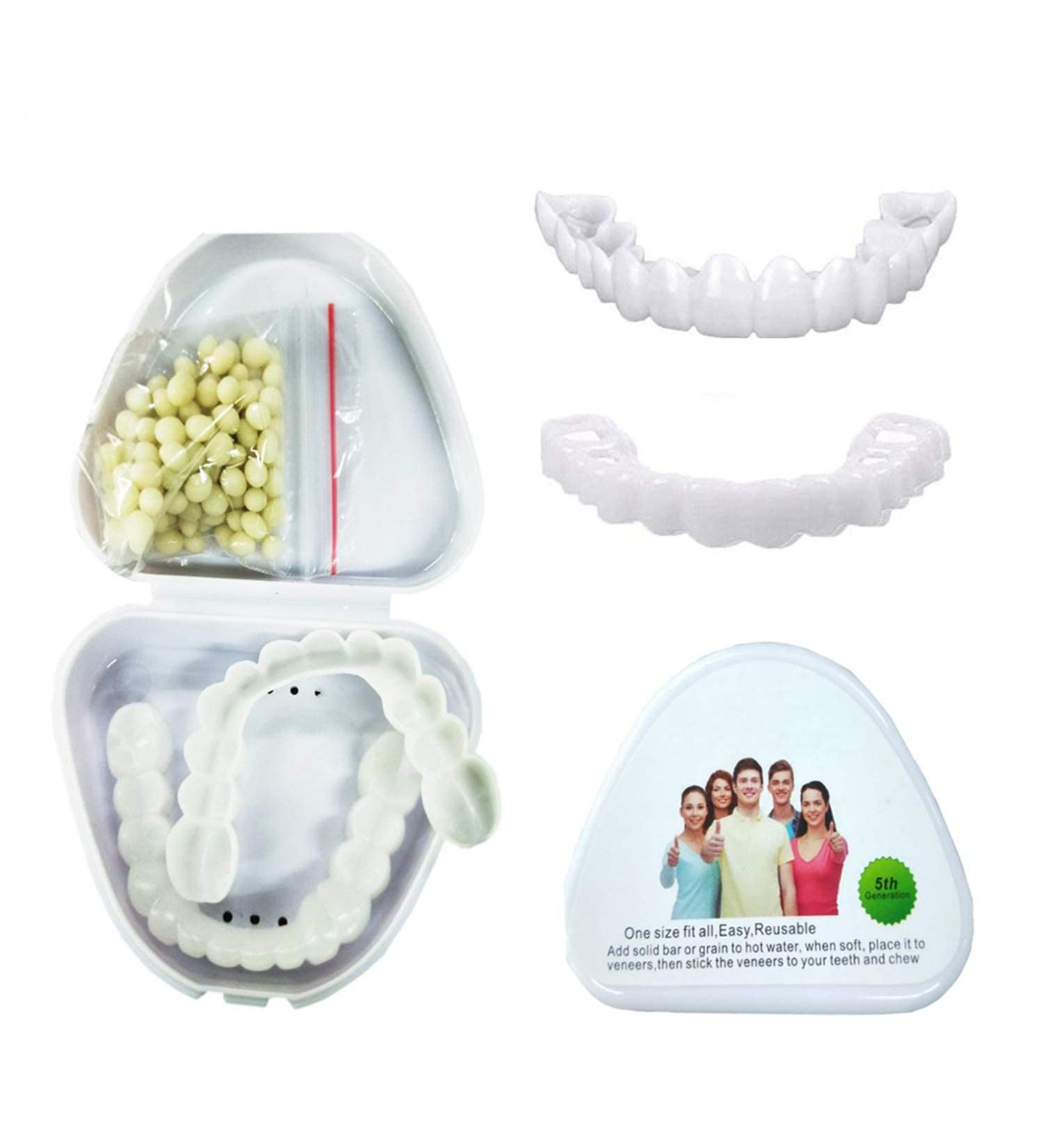 Buy 2 Pairs Snap-In Veneer Teeth - Instant Cosmetic Upper & Lower Dentures for Men & Women | Temporary Smile Solution - Buy Online on GoSupps.com