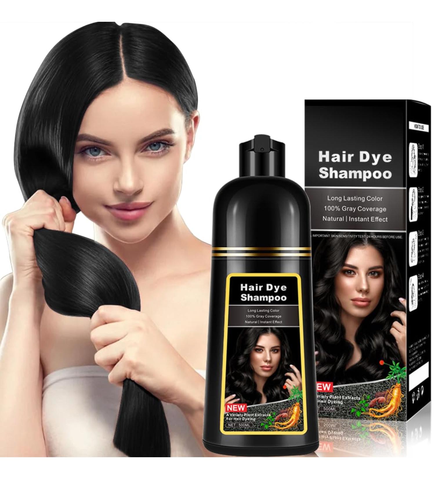 Natural Black Hair Coloring Shampoo 3-IN-1 Hair Coloring Shampoo Nourishing and Dyeing Brown Hair for Men and Women in 10-15 Mins(Natural Black) - Buy Online on GoSupps.com
