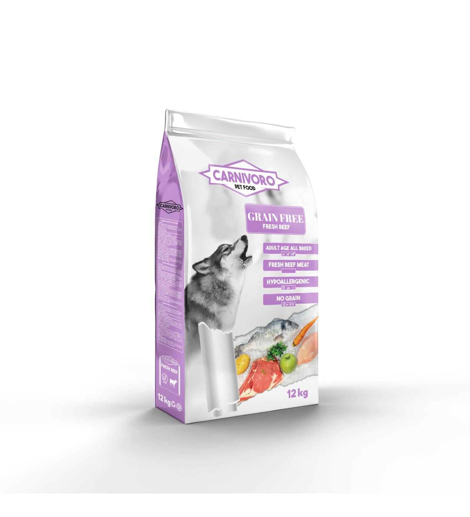 Carnivoro Grains Free Beef 12kg Dog Food All Breeds & Sizes Grain Free - Buy Online on GoSupps.com