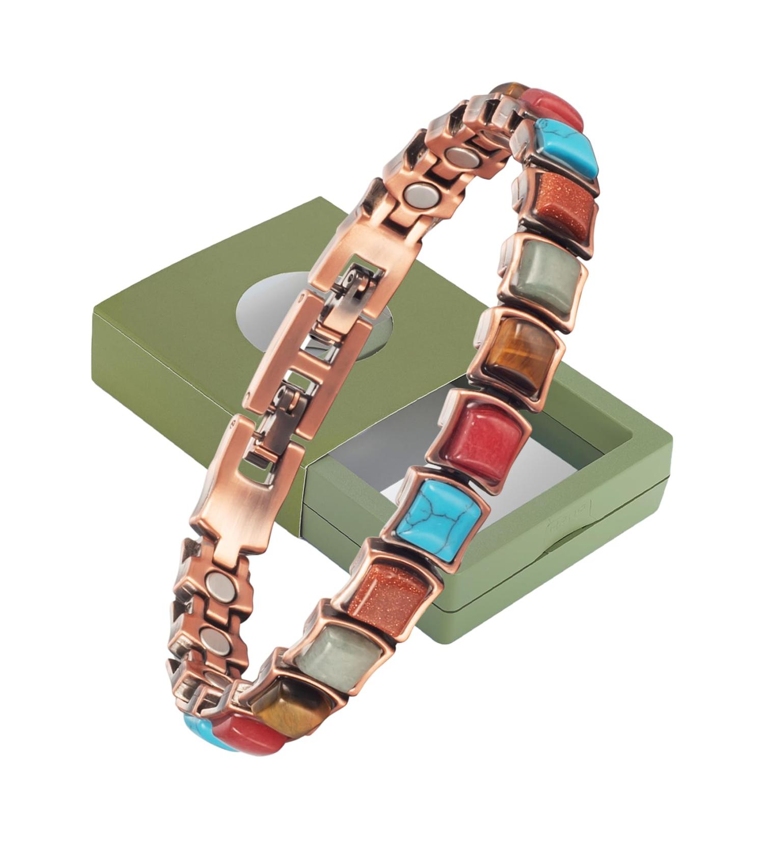 Shop Trendy Antique Copper Magnetic Bracelet for Women - 22 cm | Unique Colors & Stones | International Shipping - Buy Online on GoSupps.com